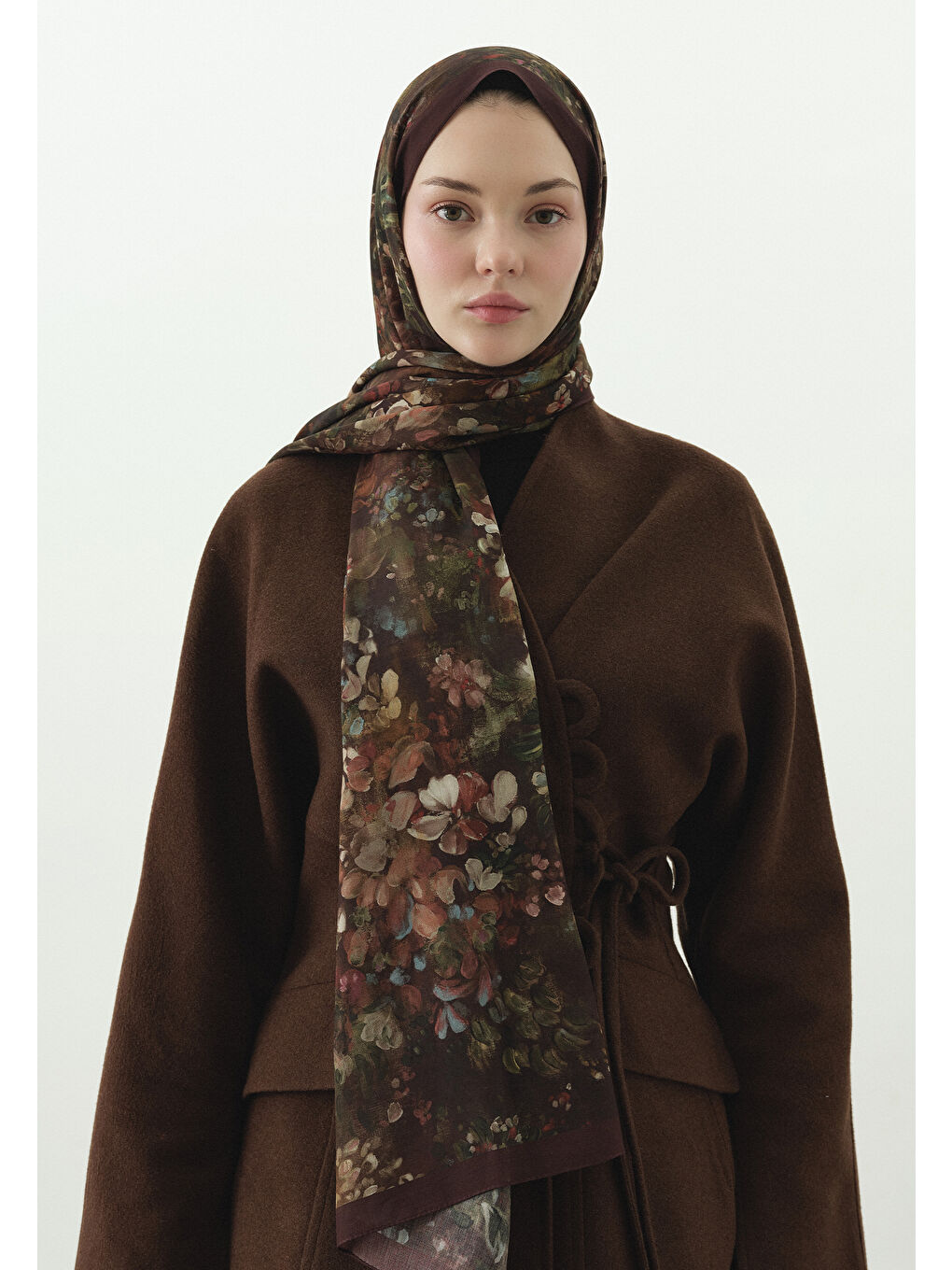 Bordo DARK BEAUTY DESENLİ PAMUK VİSKON ŞAL BORDO-2