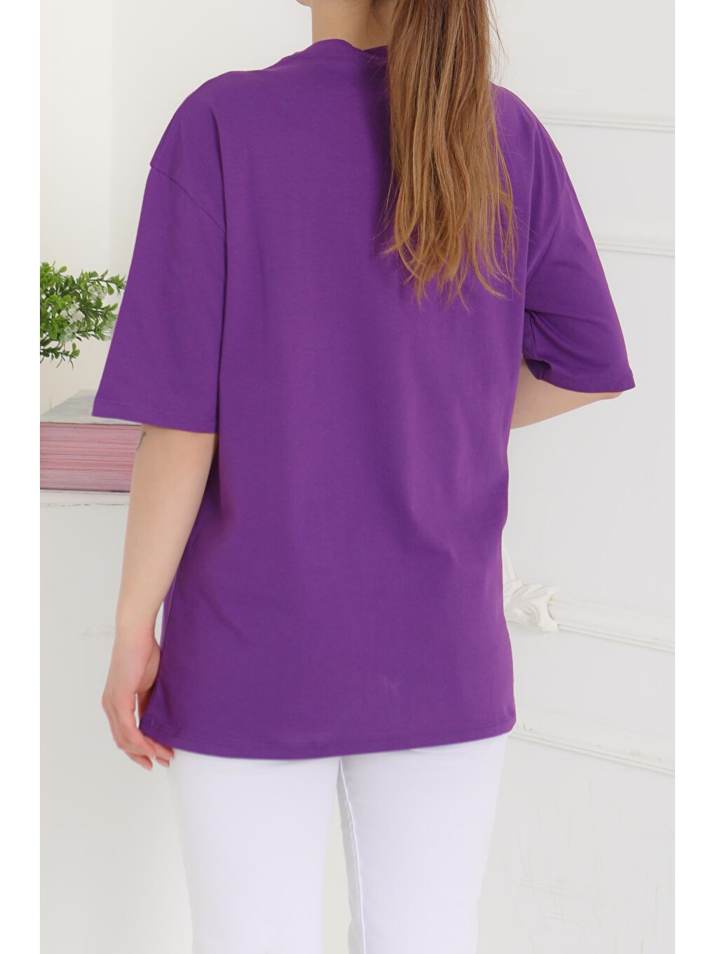 Oversize Kısa Kollu T-Şhirt Mor - 27118-3