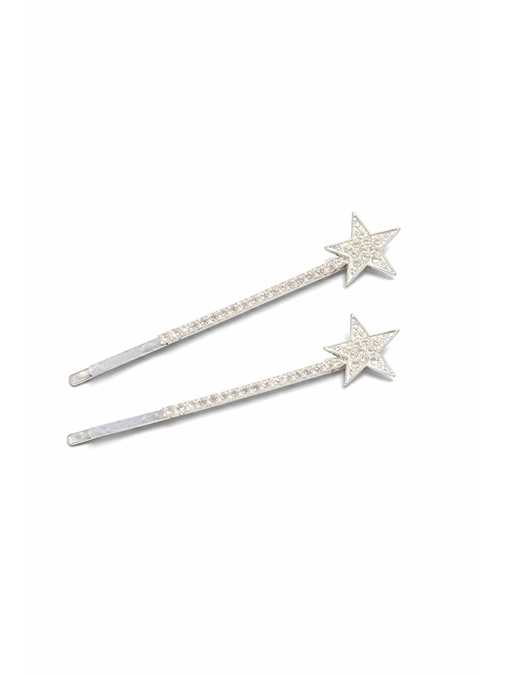 Gri Parlak Taşlı Yıldız Detaylı Tel Toka 2 adet-2