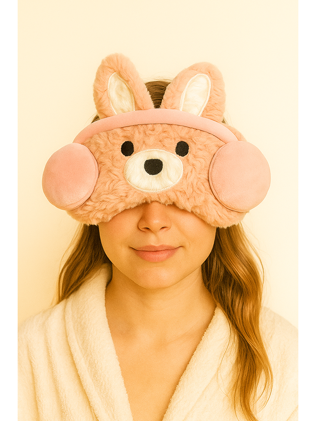 Kulaklık Aksesuarlı Göz Uyku Bandı Pembe-1