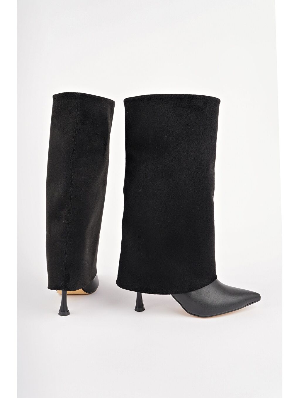 Siyah CATİE Süet Sivri Burun İnce Topuklu Kadın Çizme-3