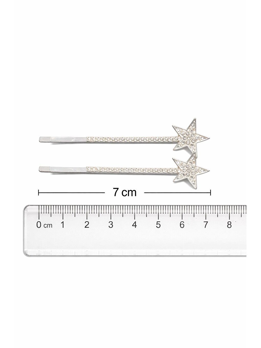 Gri Parlak Taşlı Yıldız Detaylı Tel Toka 2 adet-3