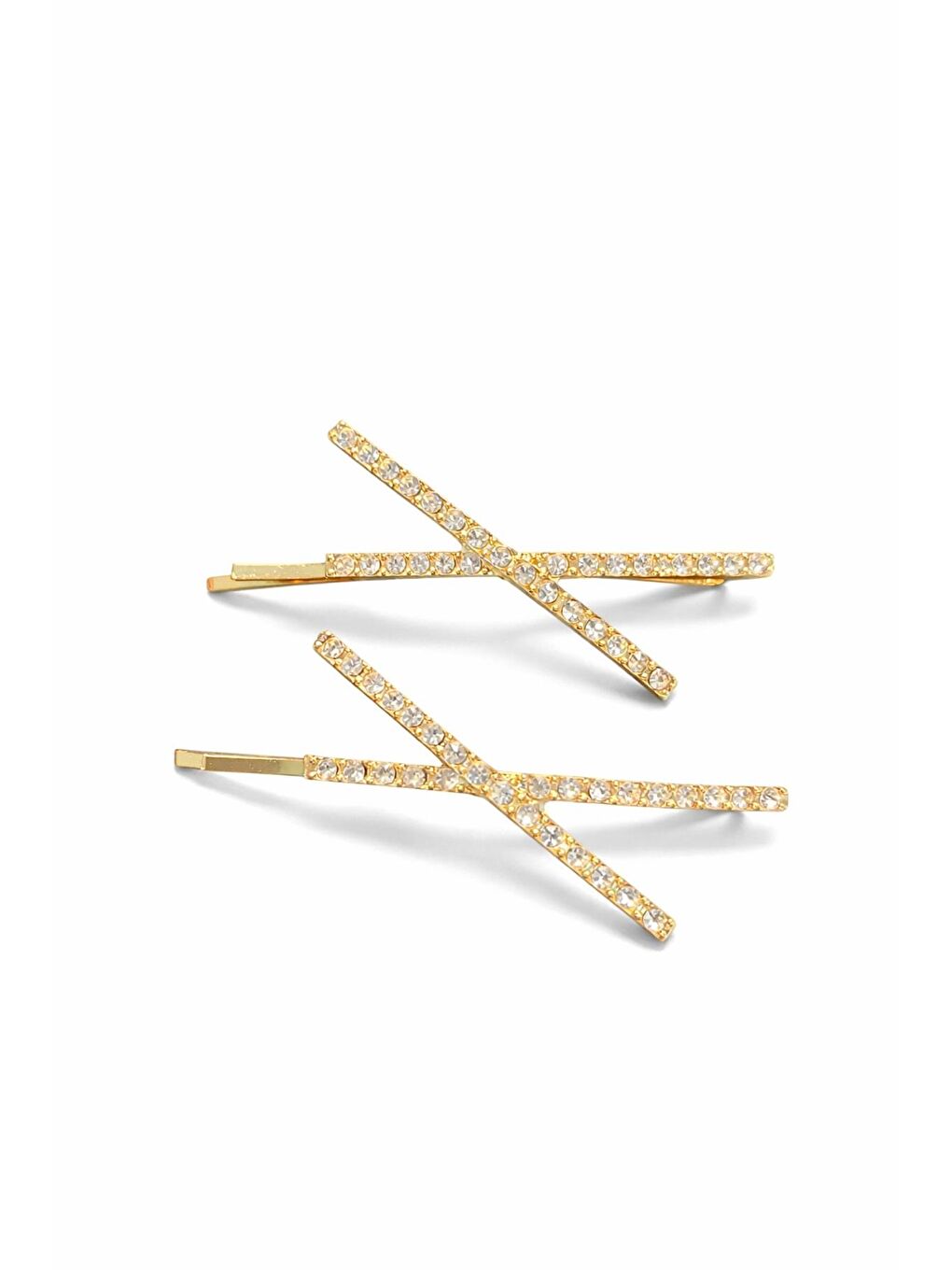 Sarı Parlak Taşlı X Detaylı Altın Rengi Tel Toka 2 adet-1