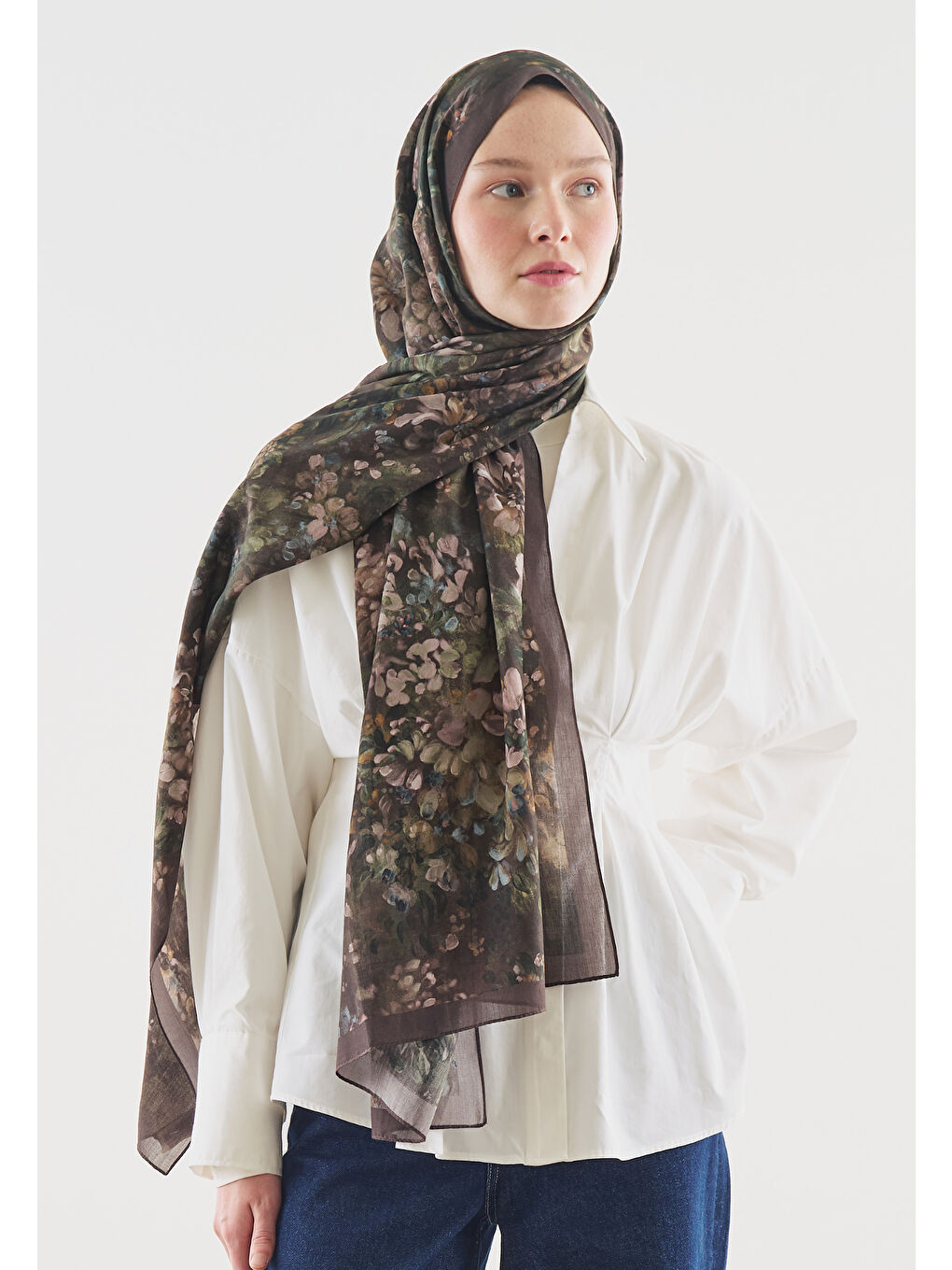 Mürdüm DARK BEAUTY DESENLİ PAMUK VİSKON ŞAL ERİK ÇÜRÜĞÜ-2