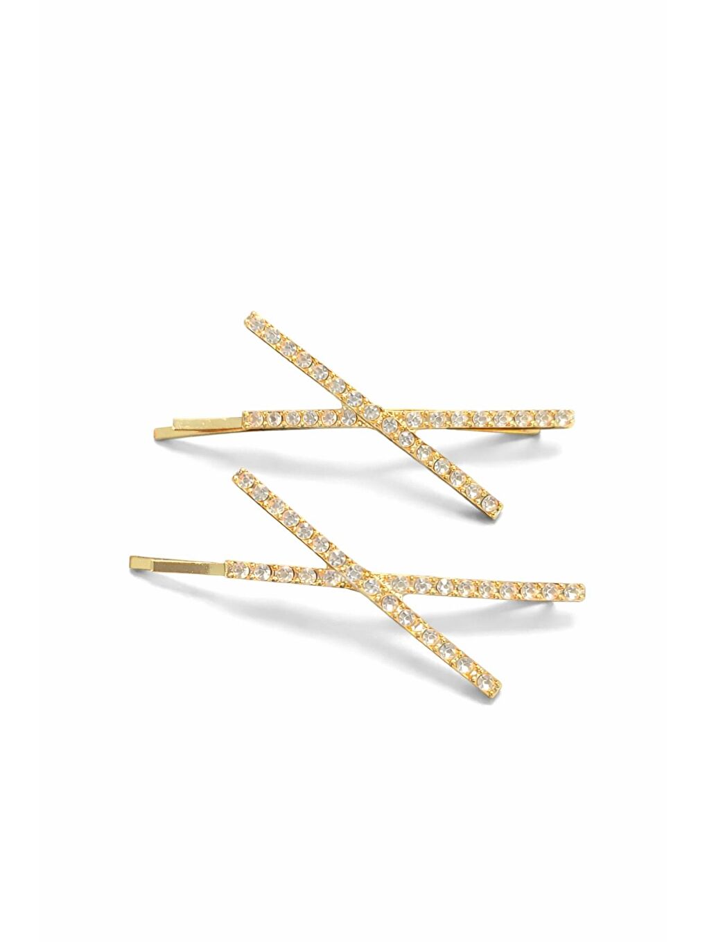 Sarı Parlak Taşlı X Detaylı Altın Rengi Tel Toka 2 adet-2