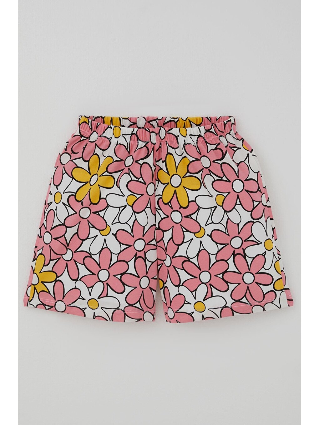 Kız Çocuk Şortlu Pijama Takımı Renkli Papatya Desenli Karışık Renk (4-8 Yaş)-4