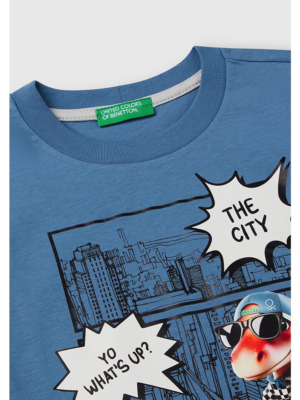 Erkek Çocuk Havacı Mavi Fotoğraf Baskılı Bisiklet Yaka T-shirt-2