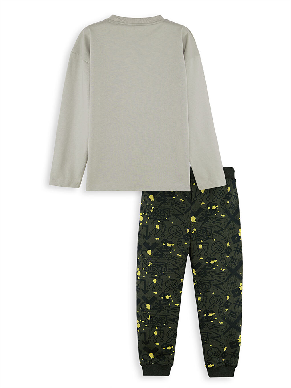 Bej Timsah Oversize Erkek Çocuk T-shirt Pantolon Takım-3