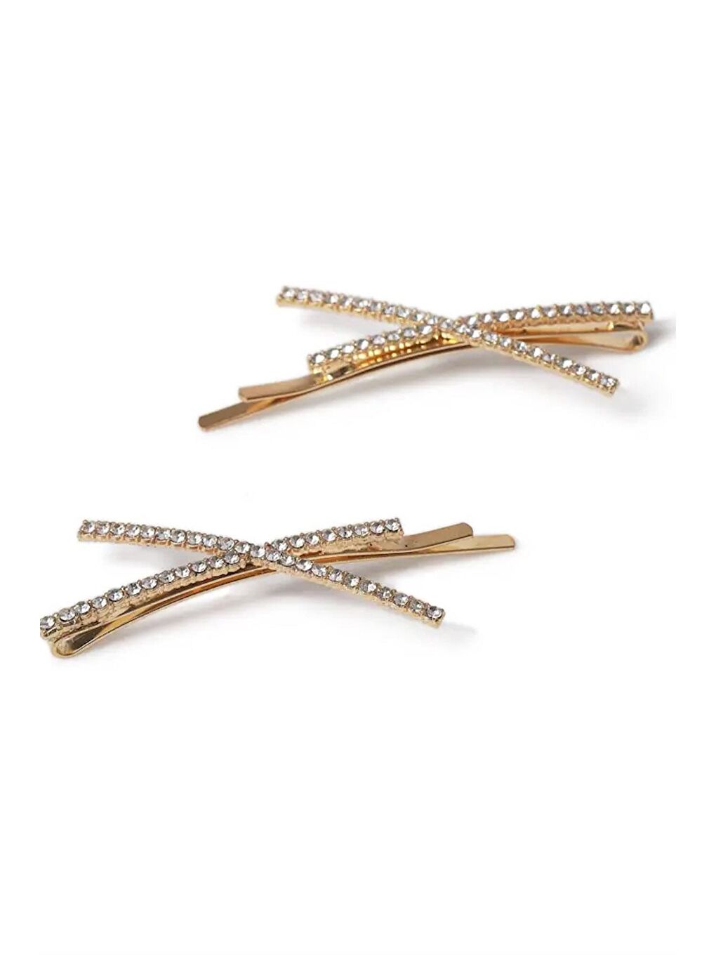 Sarı Parlak Taşlı X Detaylı Altın Rengi Tel Toka 2 adet-4