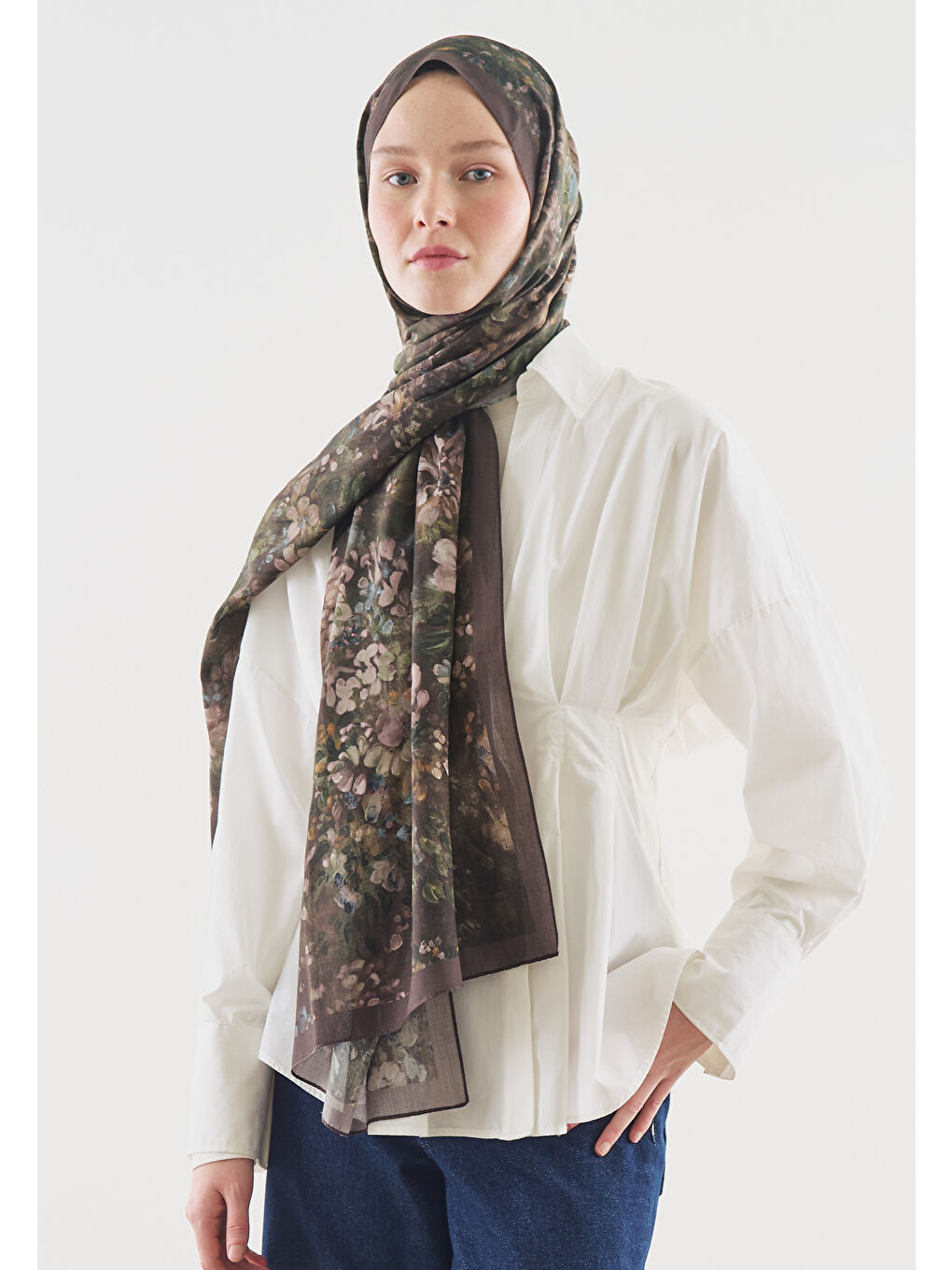 Mürdüm DARK BEAUTY DESENLİ PAMUK VİSKON ŞAL ERİK ÇÜRÜĞÜ-4