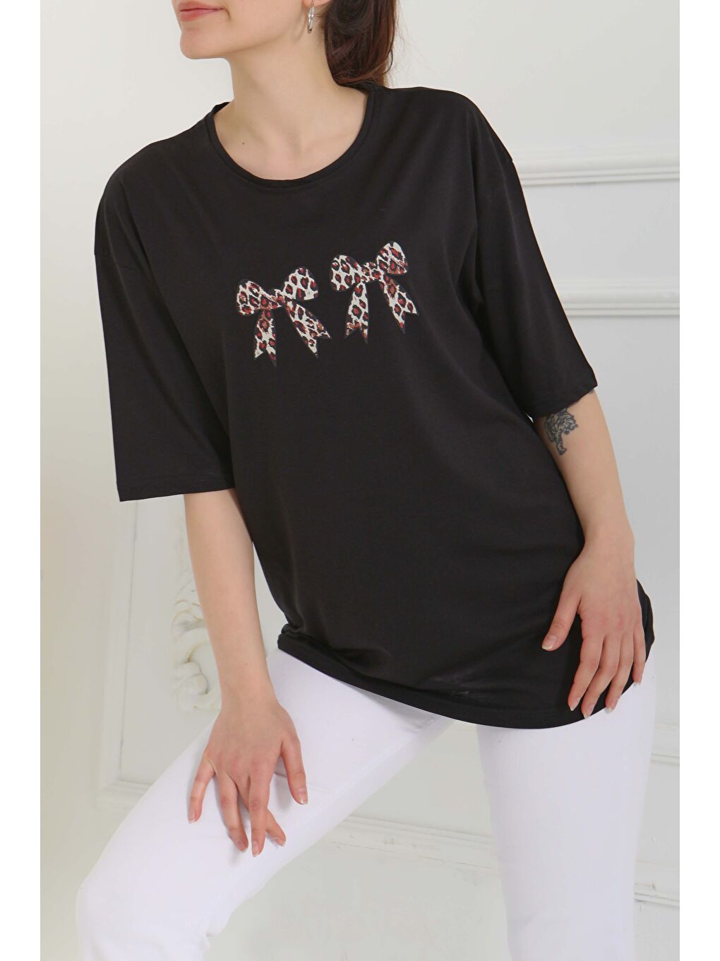 Kurdale Baskılı Kısa Kollu T-Şhirt Siyah - 27120-3