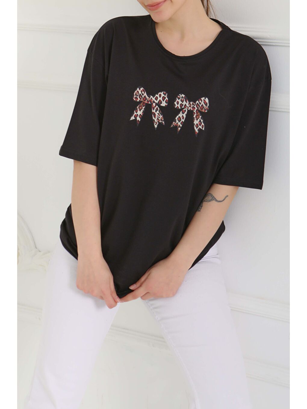 Kurdale Baskılı Kısa Kollu T-Şhirt Siyah - 27120-4