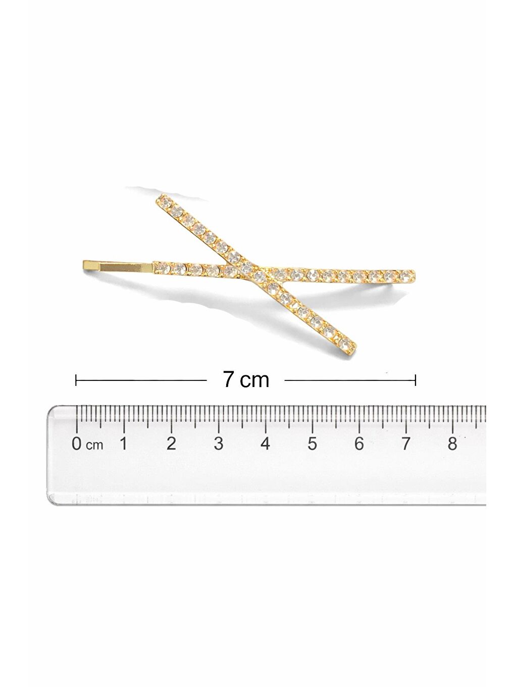 Sarı Parlak Taşlı X Detaylı Altın Rengi Tel Toka 2 adet-6