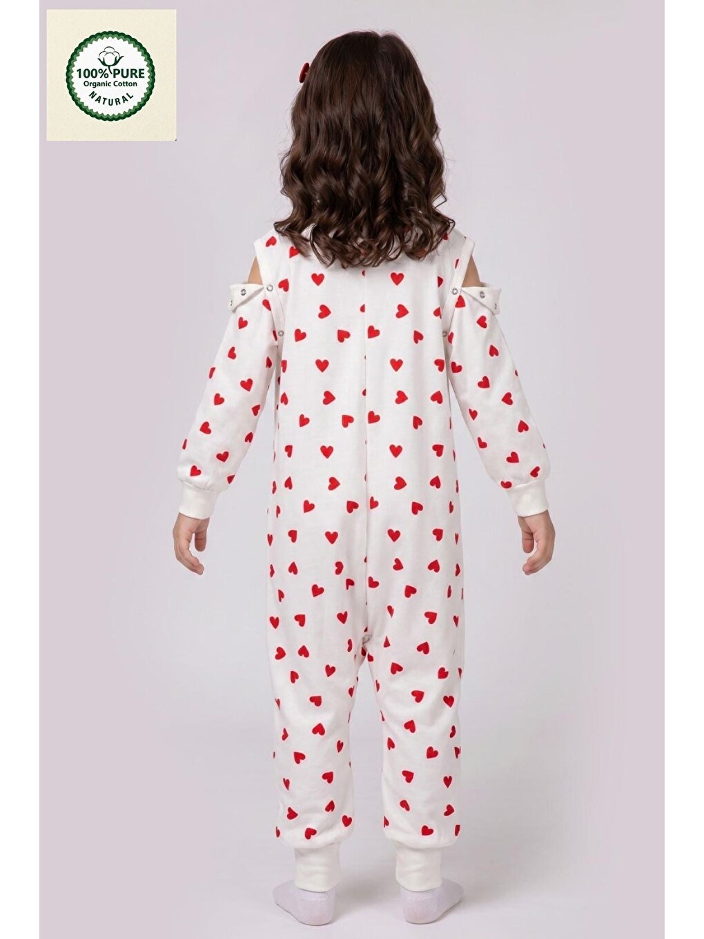 Kırmızı Pazen Çıtçıtlı Çıkarılabilir Kollu Bebek Çocuk Uyku Tulumu 1.0 Tog %100 Pamuk Natural-1