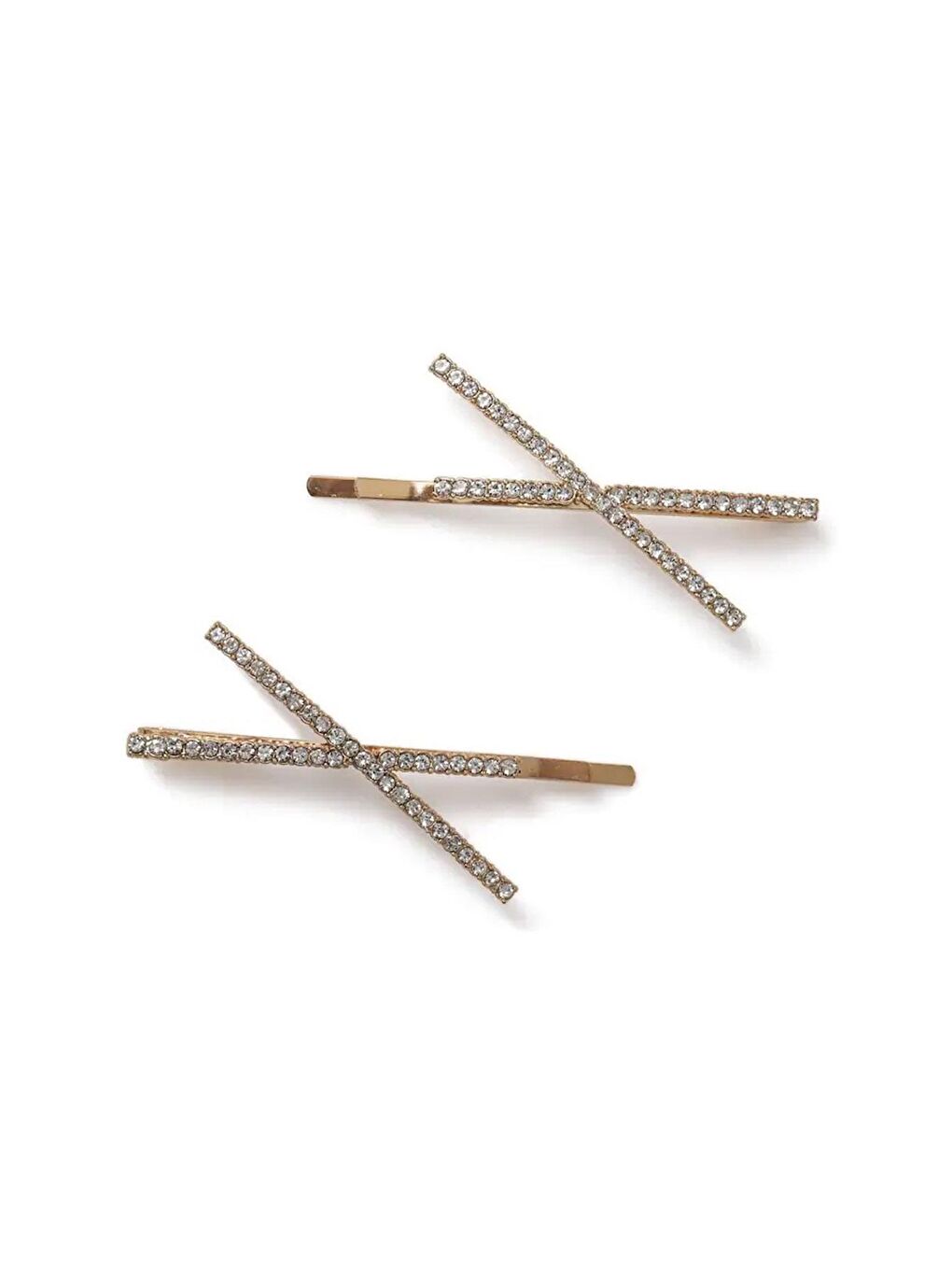 Sarı Parlak Taşlı X Detaylı Altın Rengi Tel Toka 2 adet-7