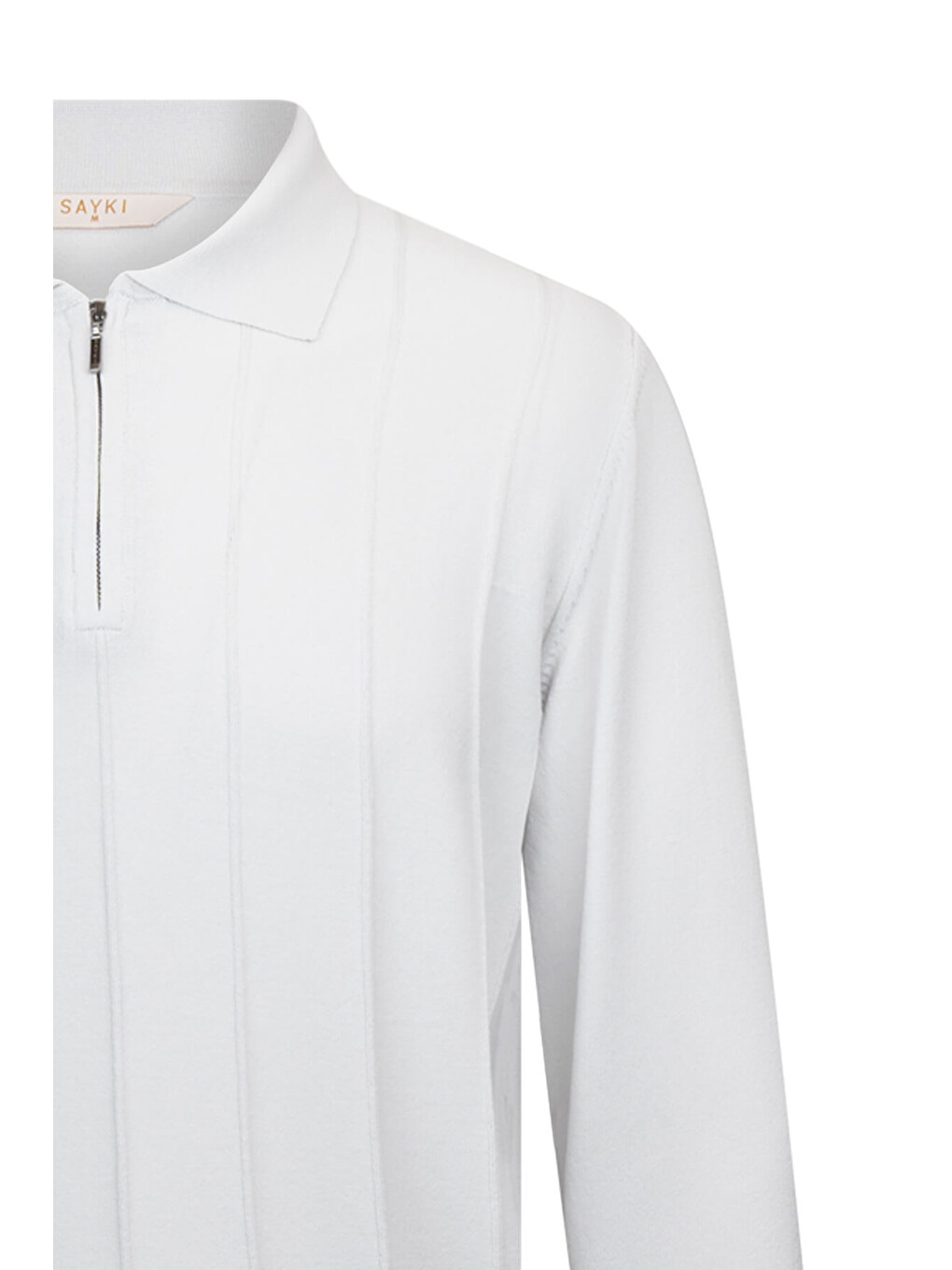 Gri Regular Fit Fermuarlı Polo Yaka Rayon Triko Kazak-2