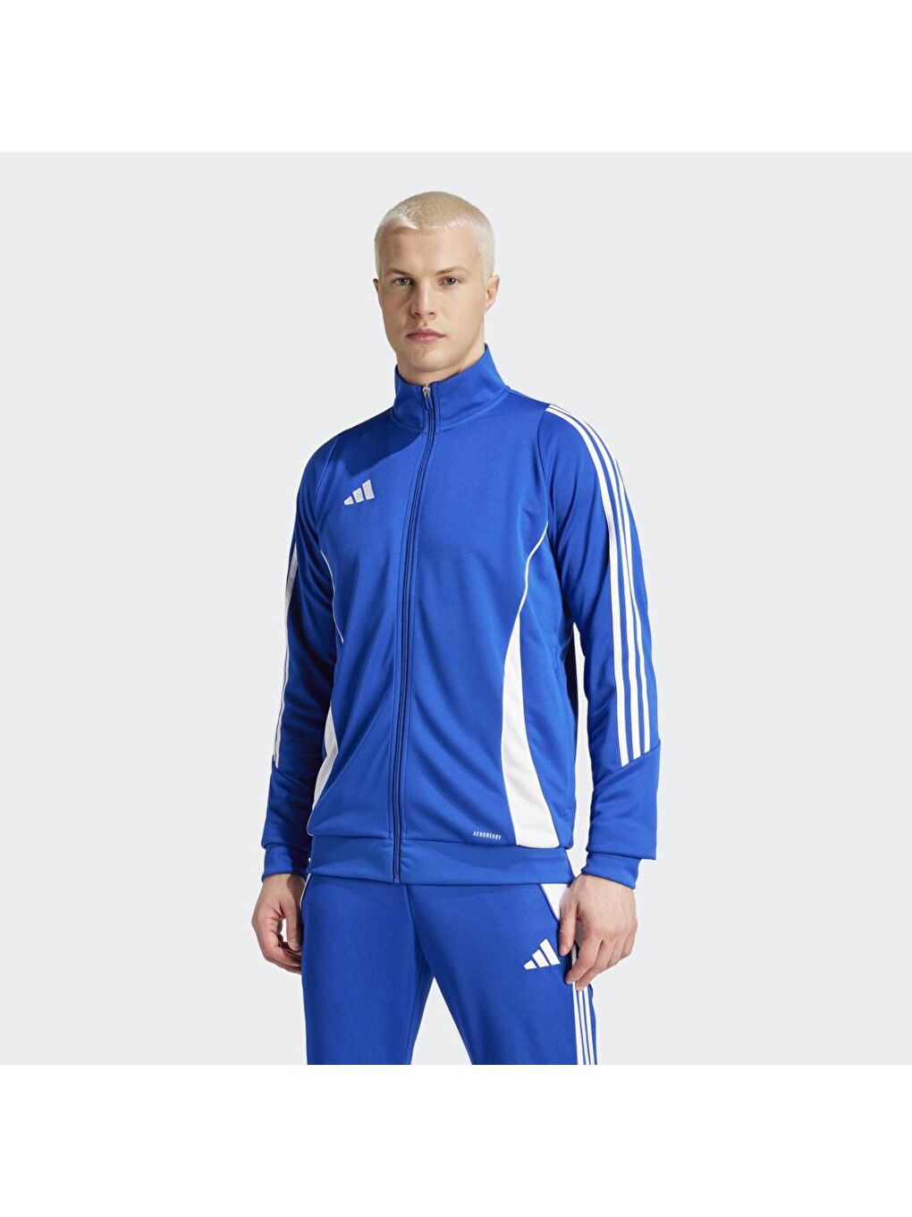 Adidas Mavi Tiro 24 Track Erkek Mavi Dik Yaka Fermuarlı Sweatshirt