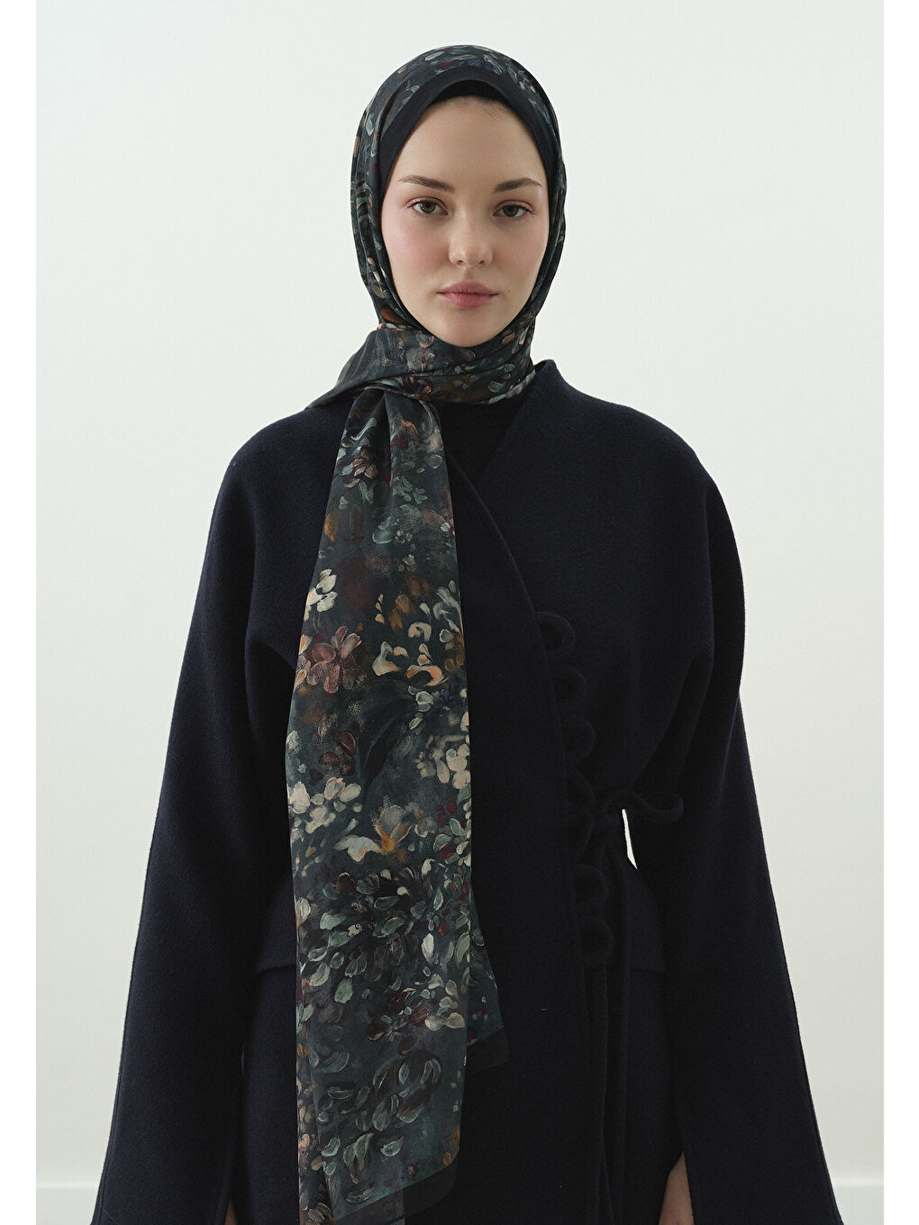 Mavi DARK BEAUTY DESENLİ PAMUK VİSKON ŞAL GECE MAVİSİ-1