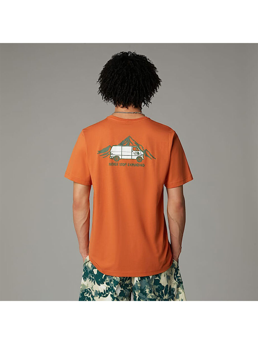 Outdoor Graphic Erkek Turuncu Yuvarlak Yaka Tişört-1