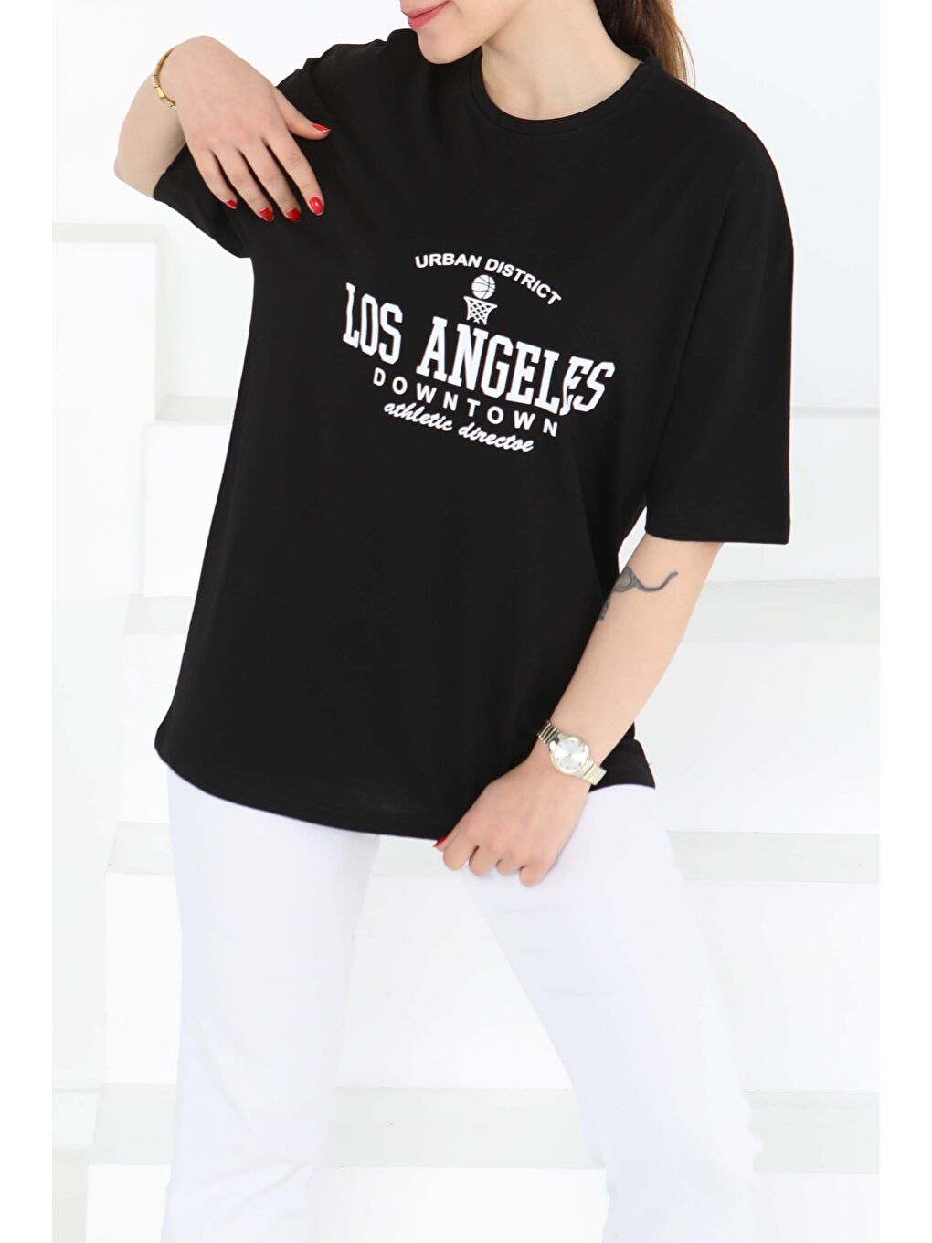 Baskılı Kısa Kollu T-Şhirt Siyah - 27128-3