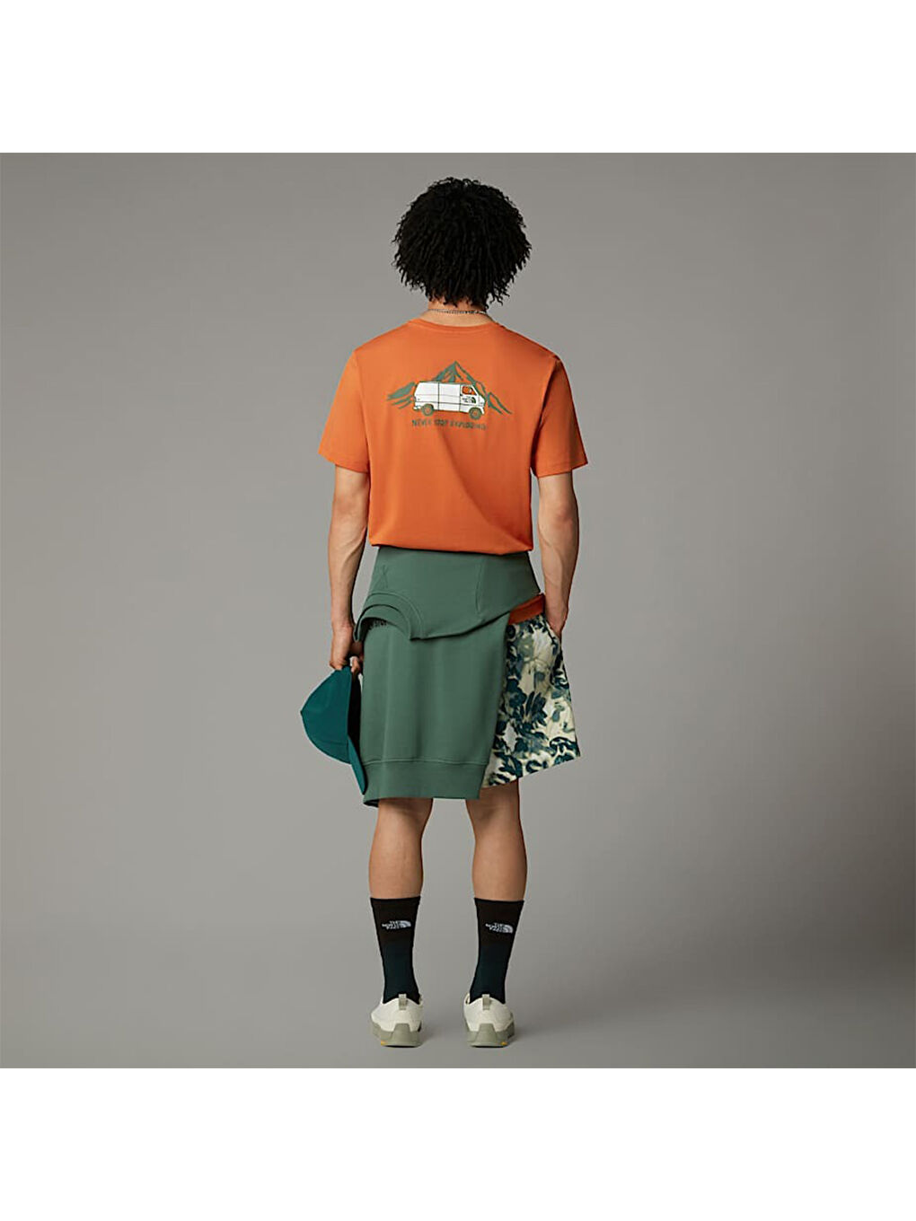 Outdoor Graphic Erkek Turuncu Yuvarlak Yaka Tişört-3