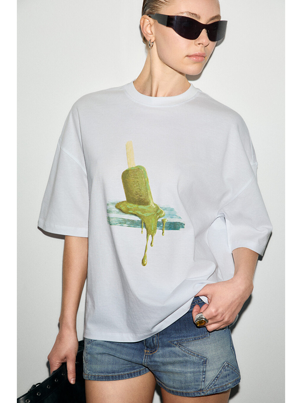 Beyaz RIKI Kadın Yumuşak Kumaşlı %100 Organik Pamuklu Yuvarlak Yaka Kısa Kol BEYAZ T-Shirt-2
