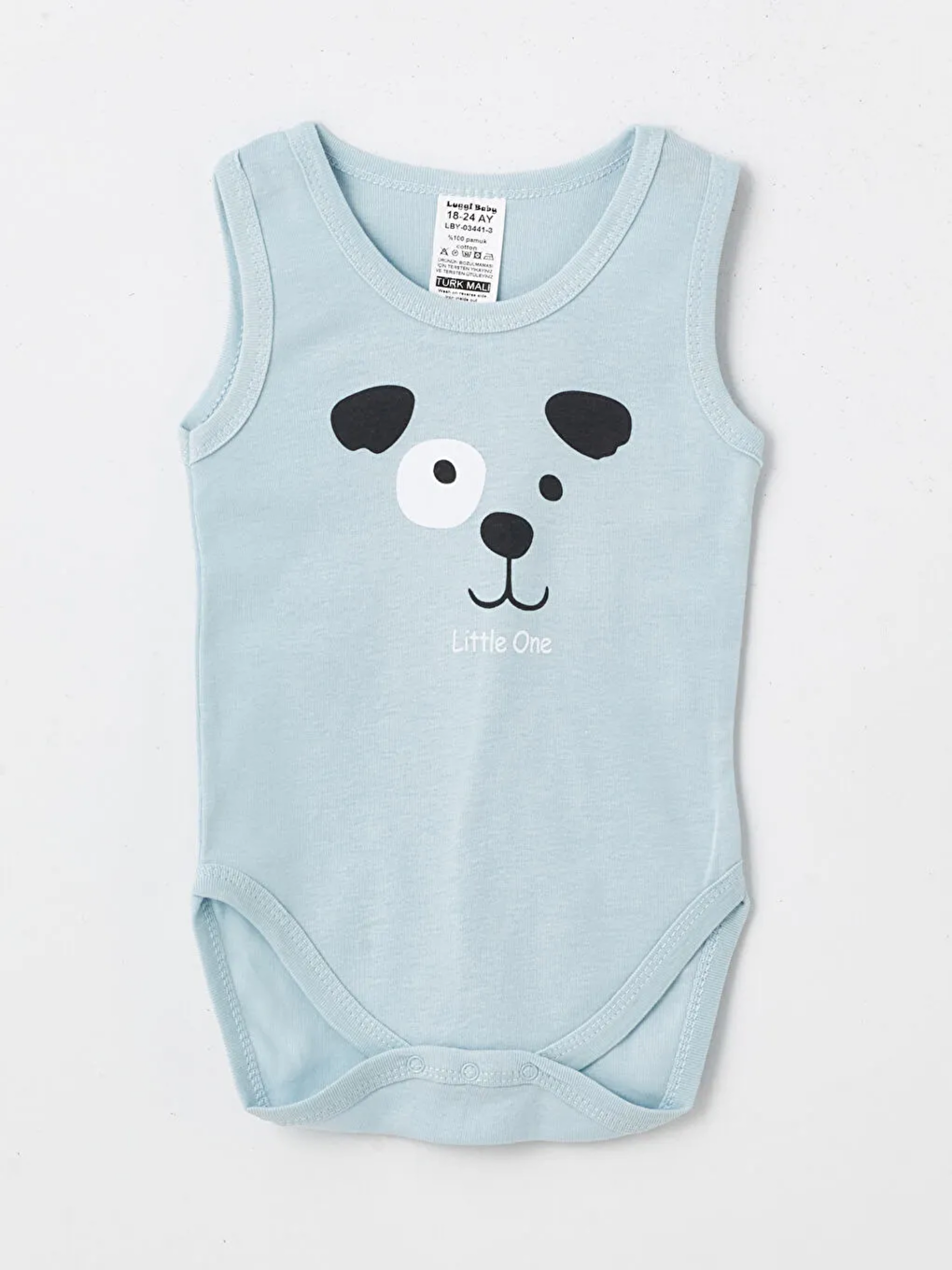 Mavi Bisiklet Yaka Erkek Bebek Atlet Çıtçıtlı Body 2'li-1
