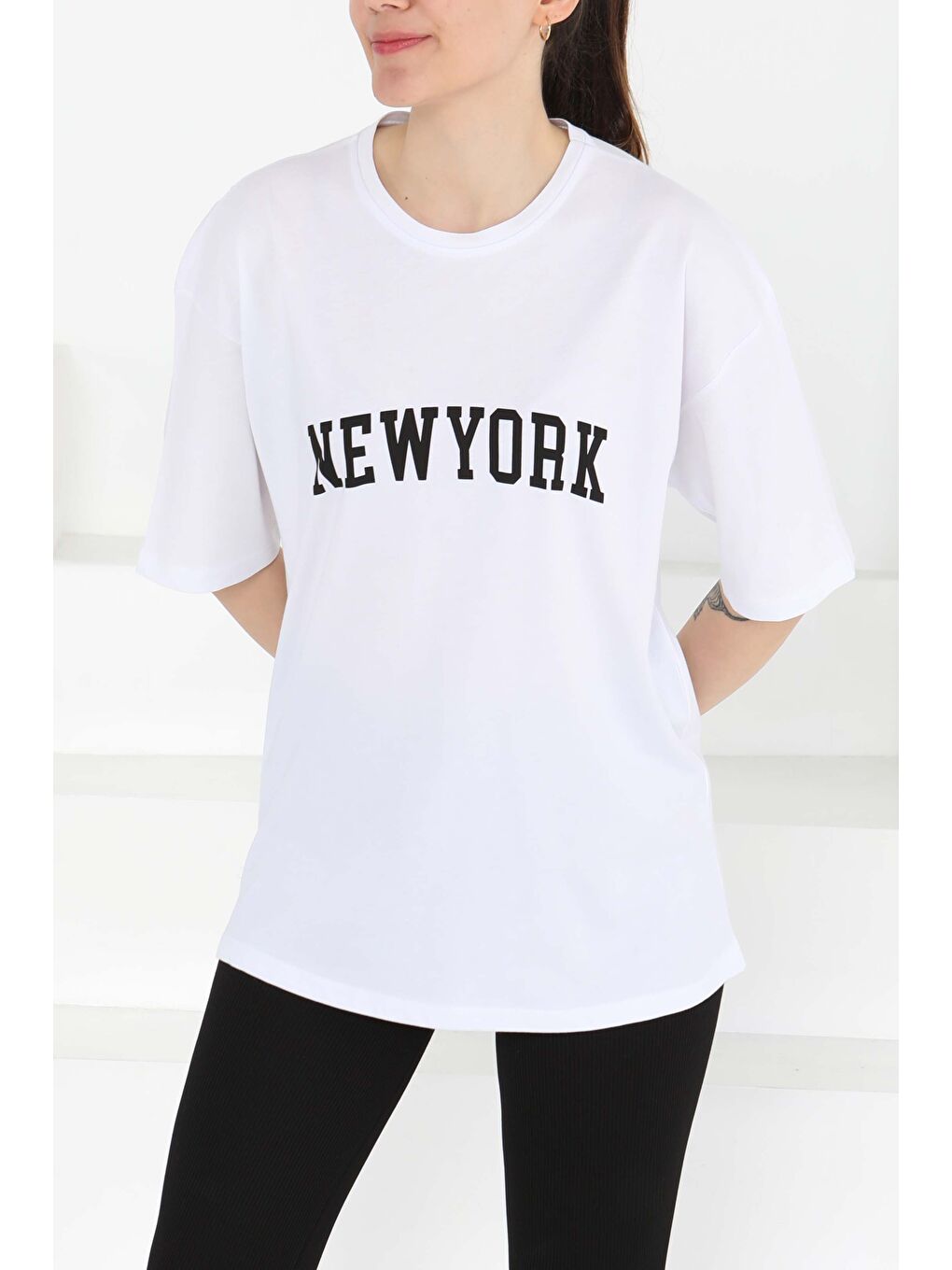 NEW YORK Baskılı Kısa Kollu T-Şhirt Beyaz - 27125-4