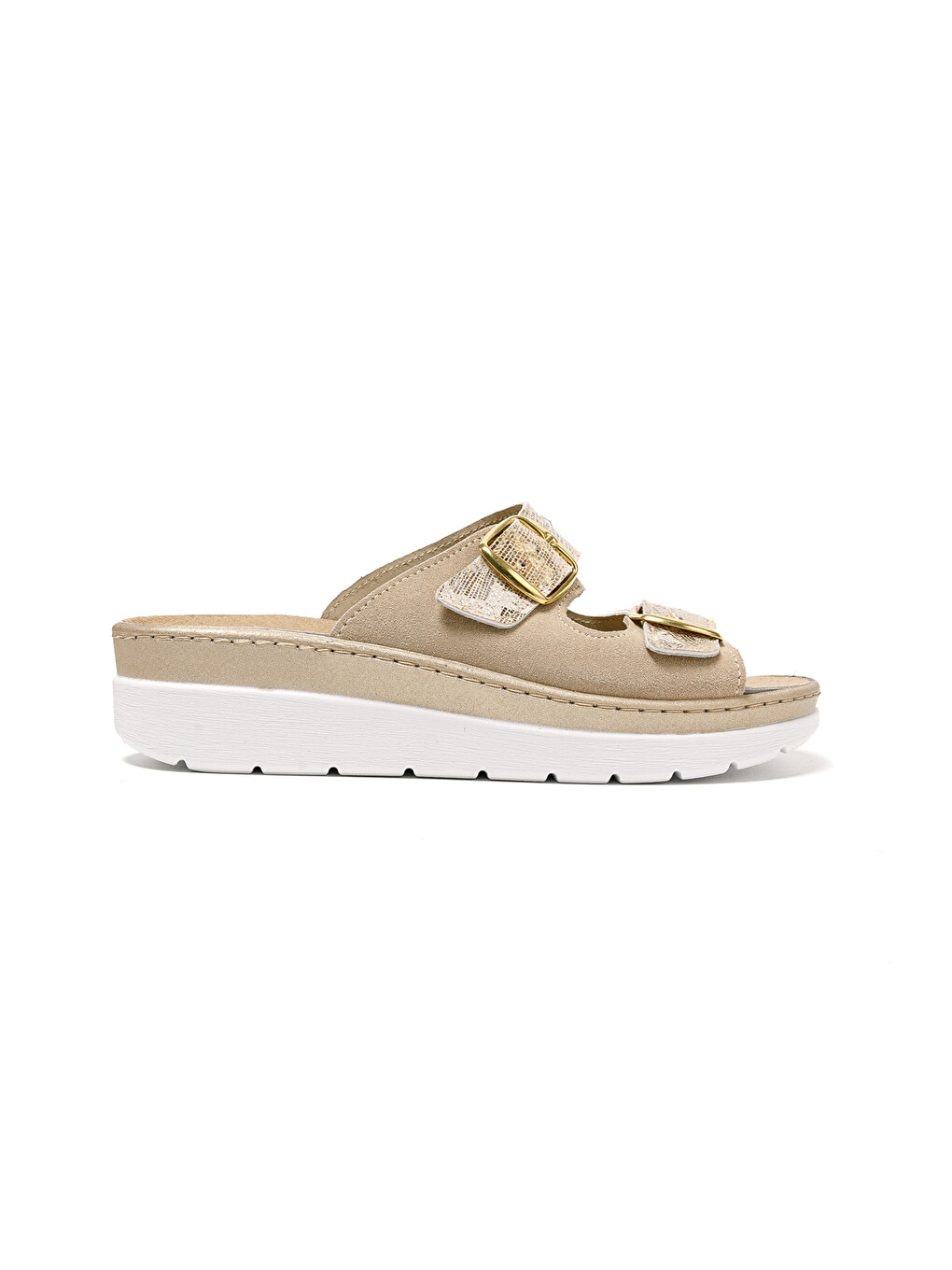 Bej Kadın Terlik 5619 STRETCH WOMEN'S FOOTWEAR Gold/Beige