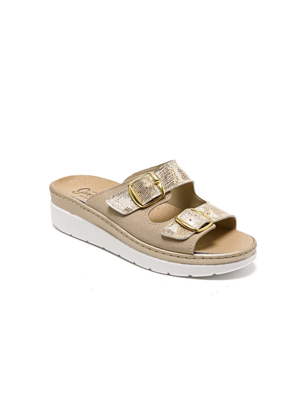 Bej Kadın Terlik 5619 STRETCH WOMEN'S FOOTWEAR Gold/Beige-1