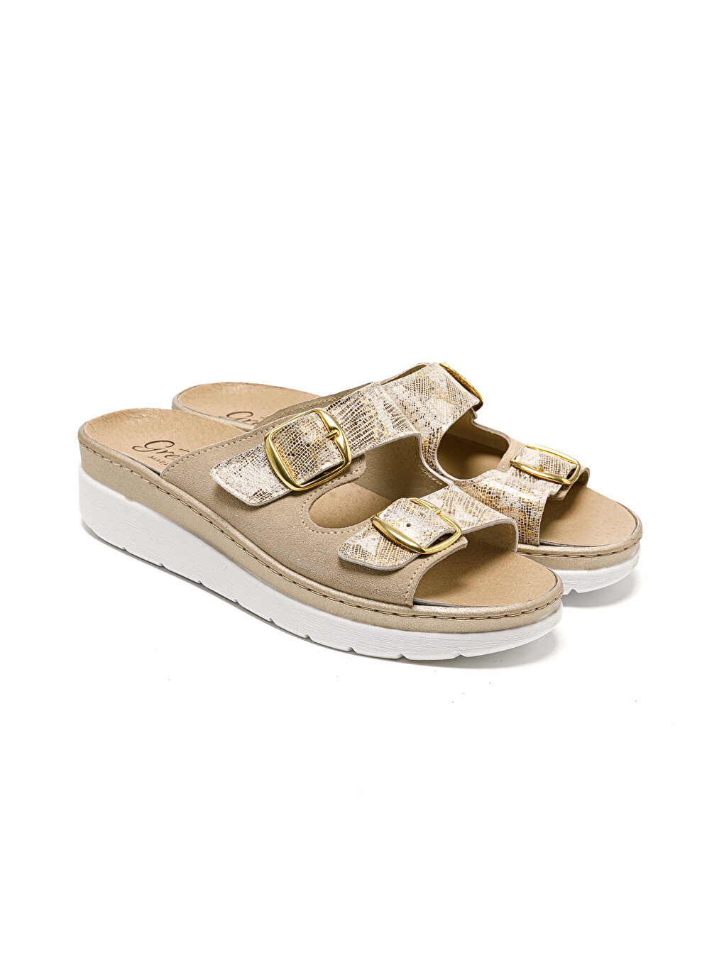 Bej Kadın Terlik 5619 STRETCH WOMEN'S FOOTWEAR Gold/Beige-2