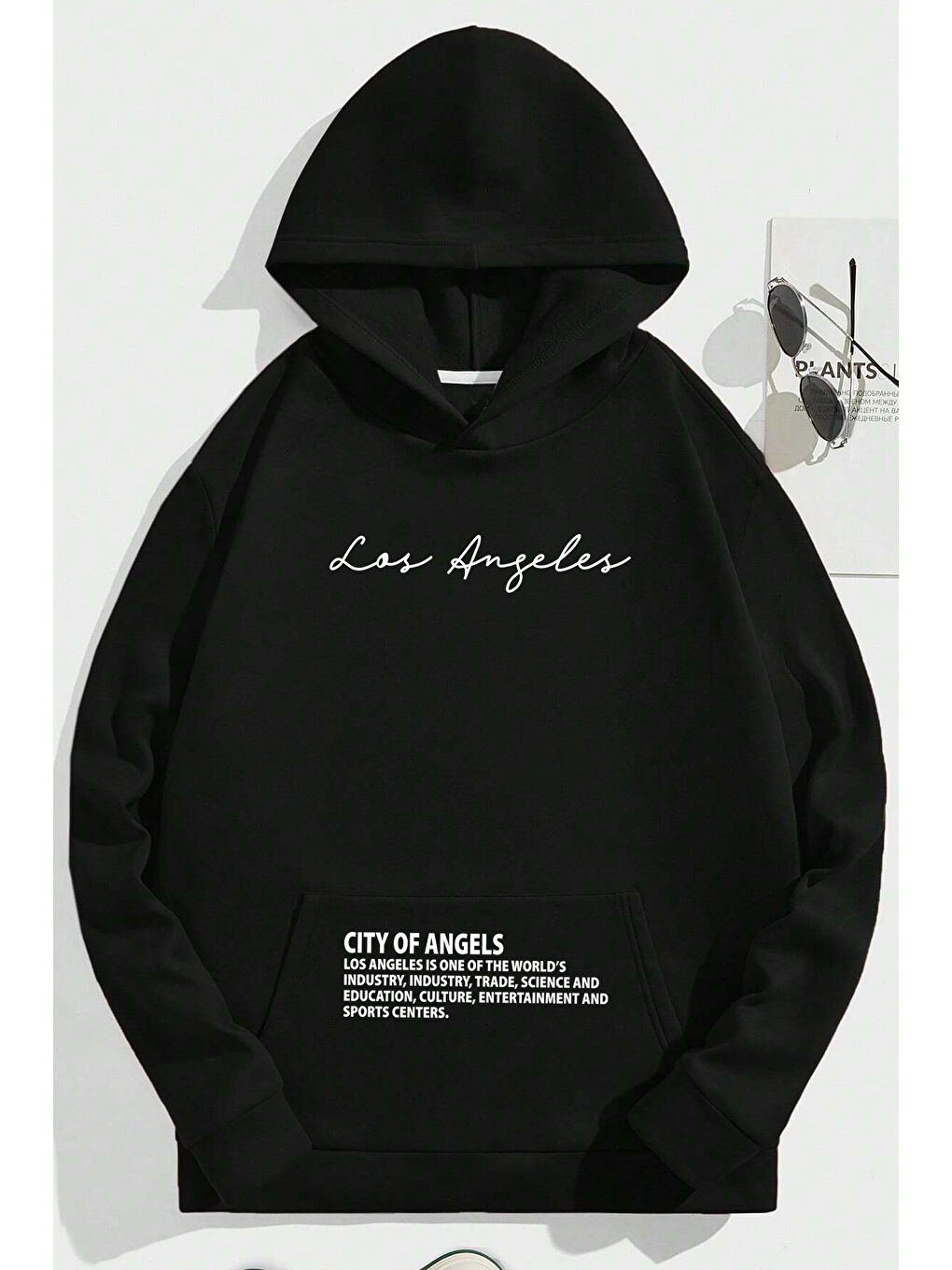 uyguntarz Siyah Los Angles Baskılı Oversize Sweatshirt