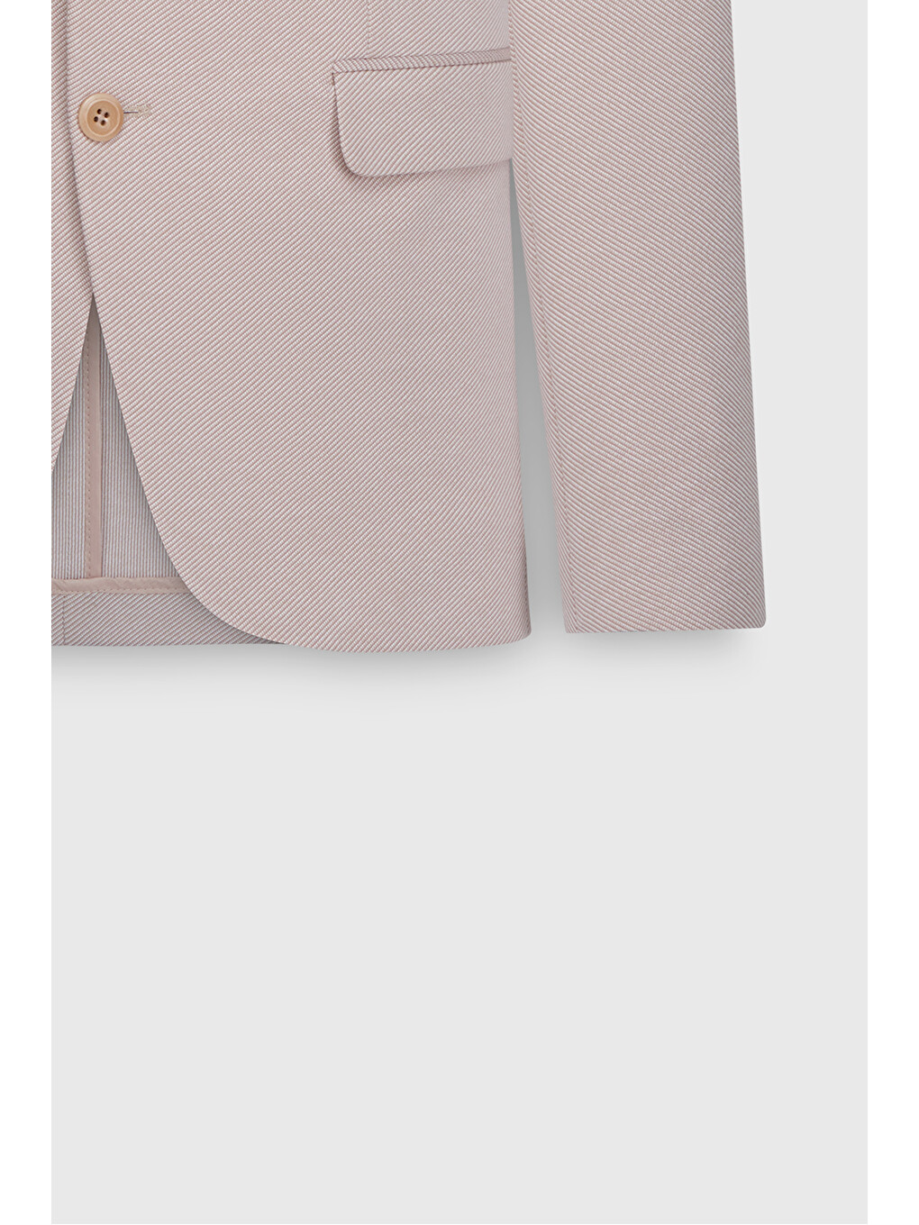 Erkek Bej Pamuklu Slim Fit Dar Kesim Kırlangıç Yaka Diagonal Desenli Kapak Cepli Ceket-7