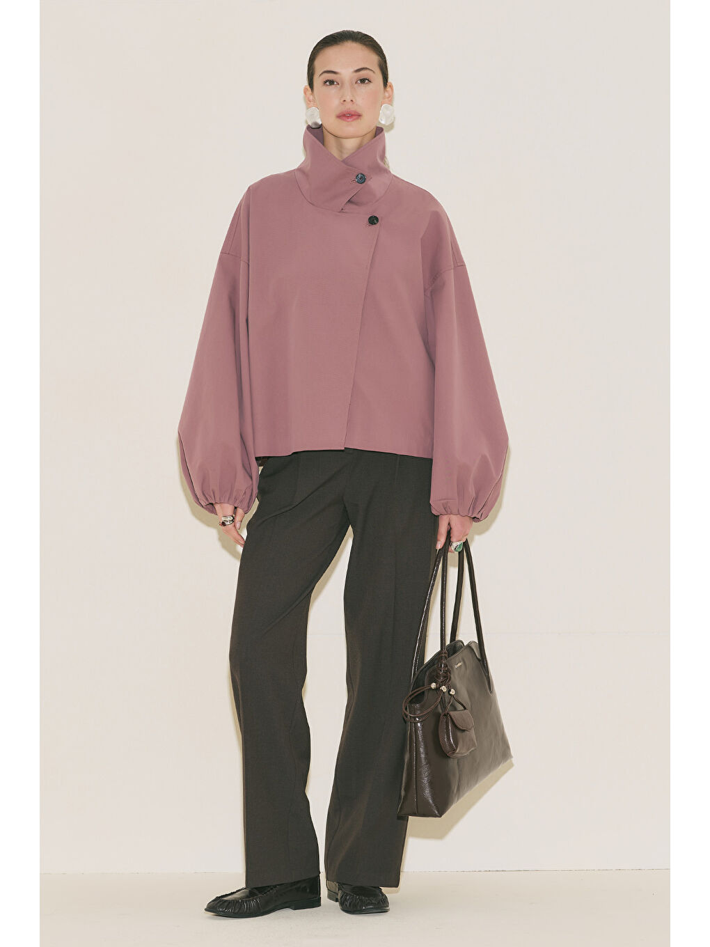 Pembe Melva Geniş Kol Kısa Trençkot Gülkurusu