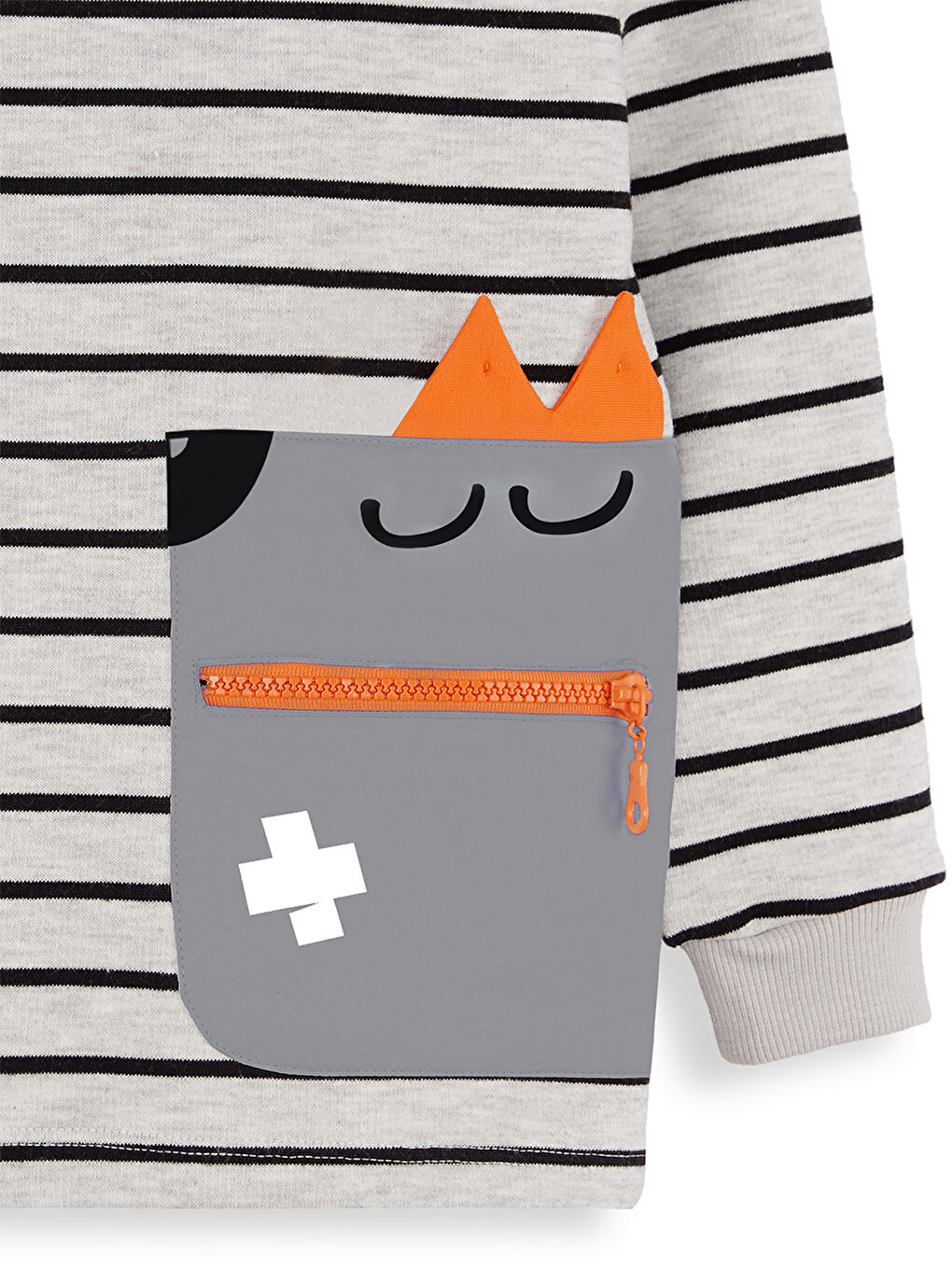 Cool Oversize Çizgili Gri Erkek Çocuk Sweatshirt-4