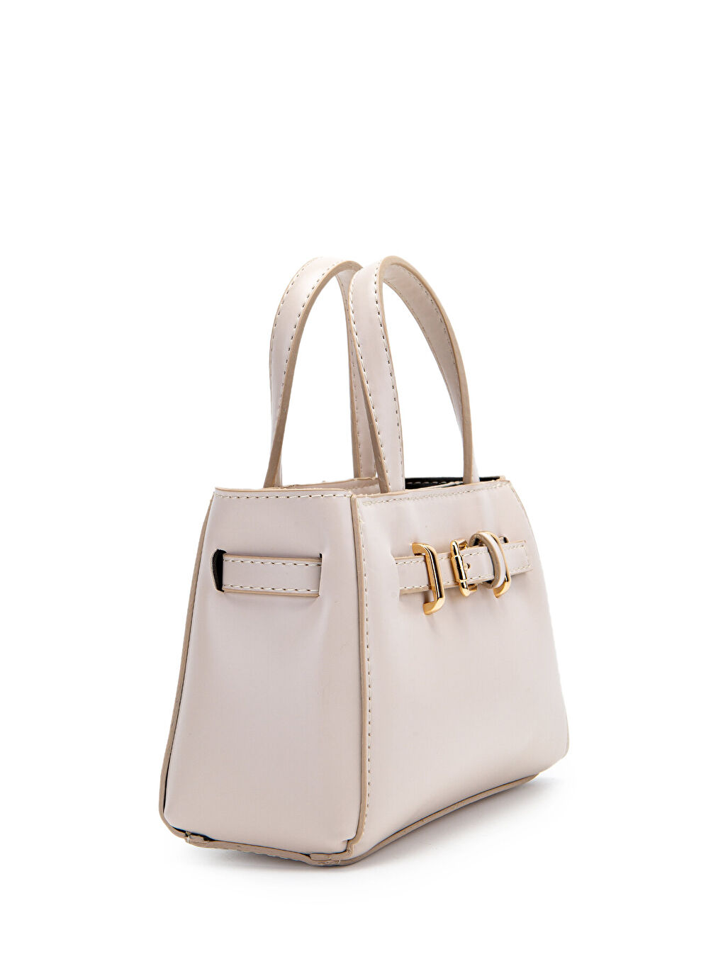 Kahverengi Kemer Detaylı Mini Nadia Kadın Çapraz Çanta Krem-2