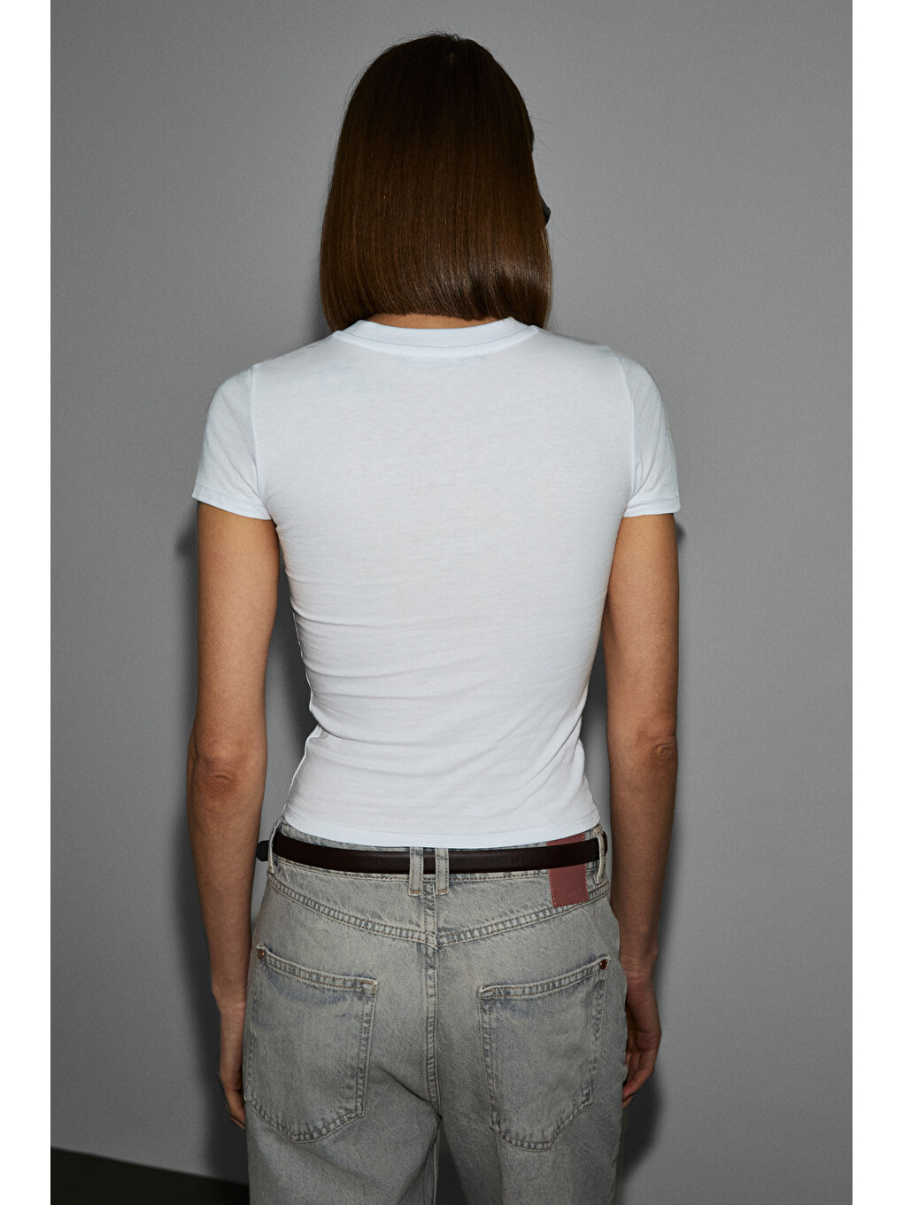 Beyaz LUMIVYA Kadın Organik Pamuklu Bisiklet Yaka Kısa Kollu Baskılı Slim Fit BEYAZ T-Shirt-5