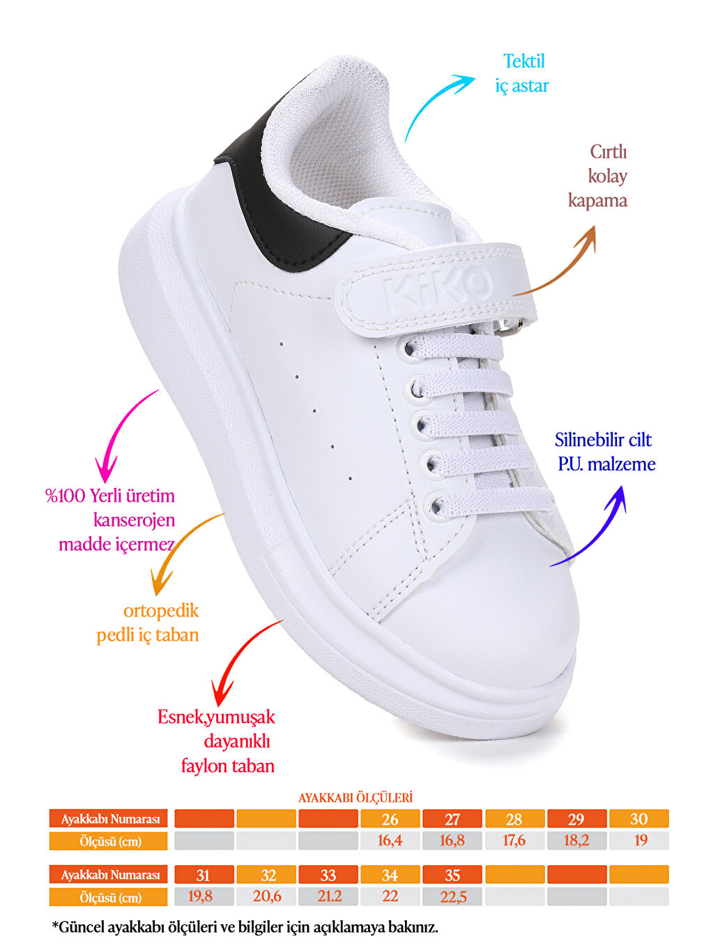 Beyaz Tinsa Günlük Cırtlı Erkek Çocuk Spor Ayakkabı-1