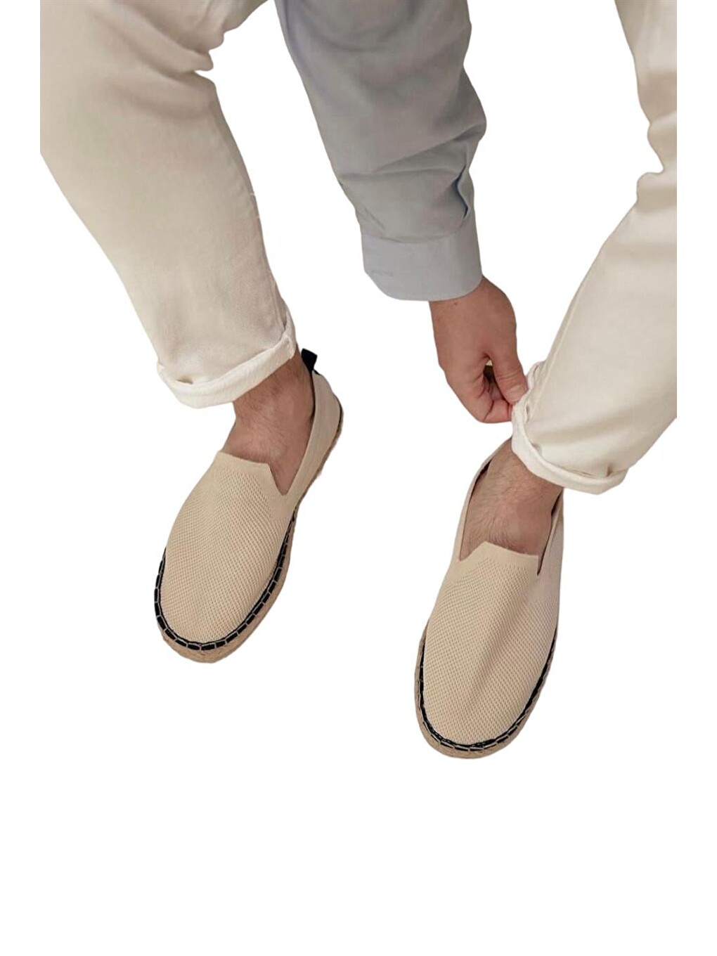 Unisex El Yapımı Triko Espadril Bej-9