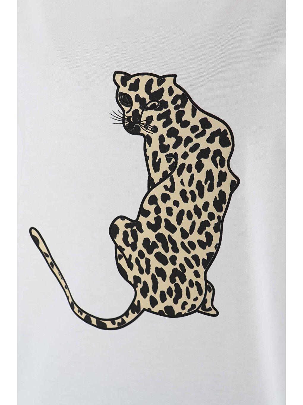 Kaplan Baskılı Kısa Kollu T-Şhirt Beyaz - 27123-4