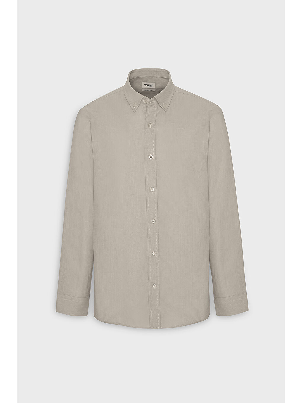 Erkek Bej %100 Pamuk Oxford Slim Fit Dar Kesim Düğmeli Yaka Flamlı Gömlek-6