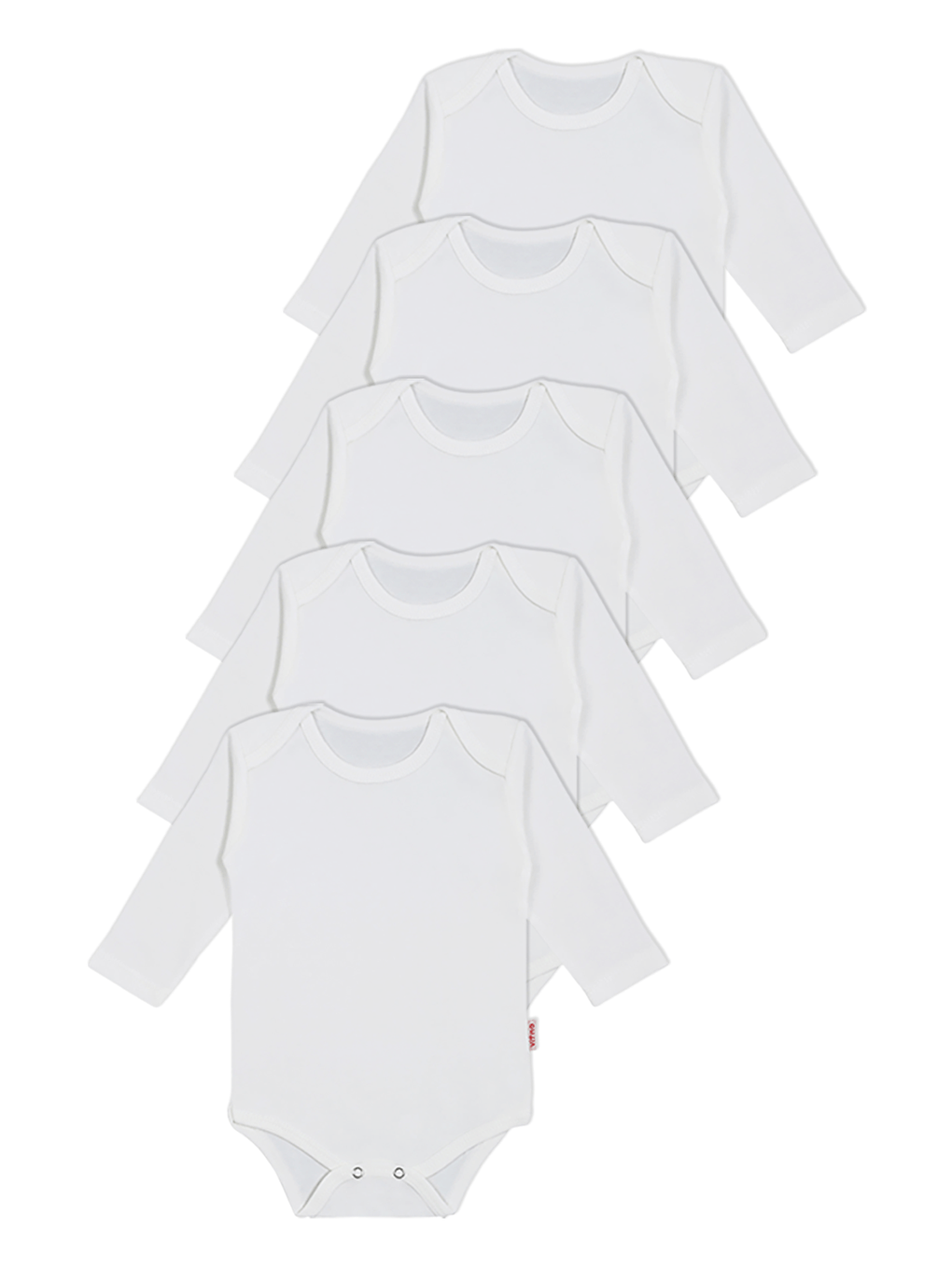 Beyaz 5'Li Bebek Uzun Kollu Pamuk Çıtçıtlı Body