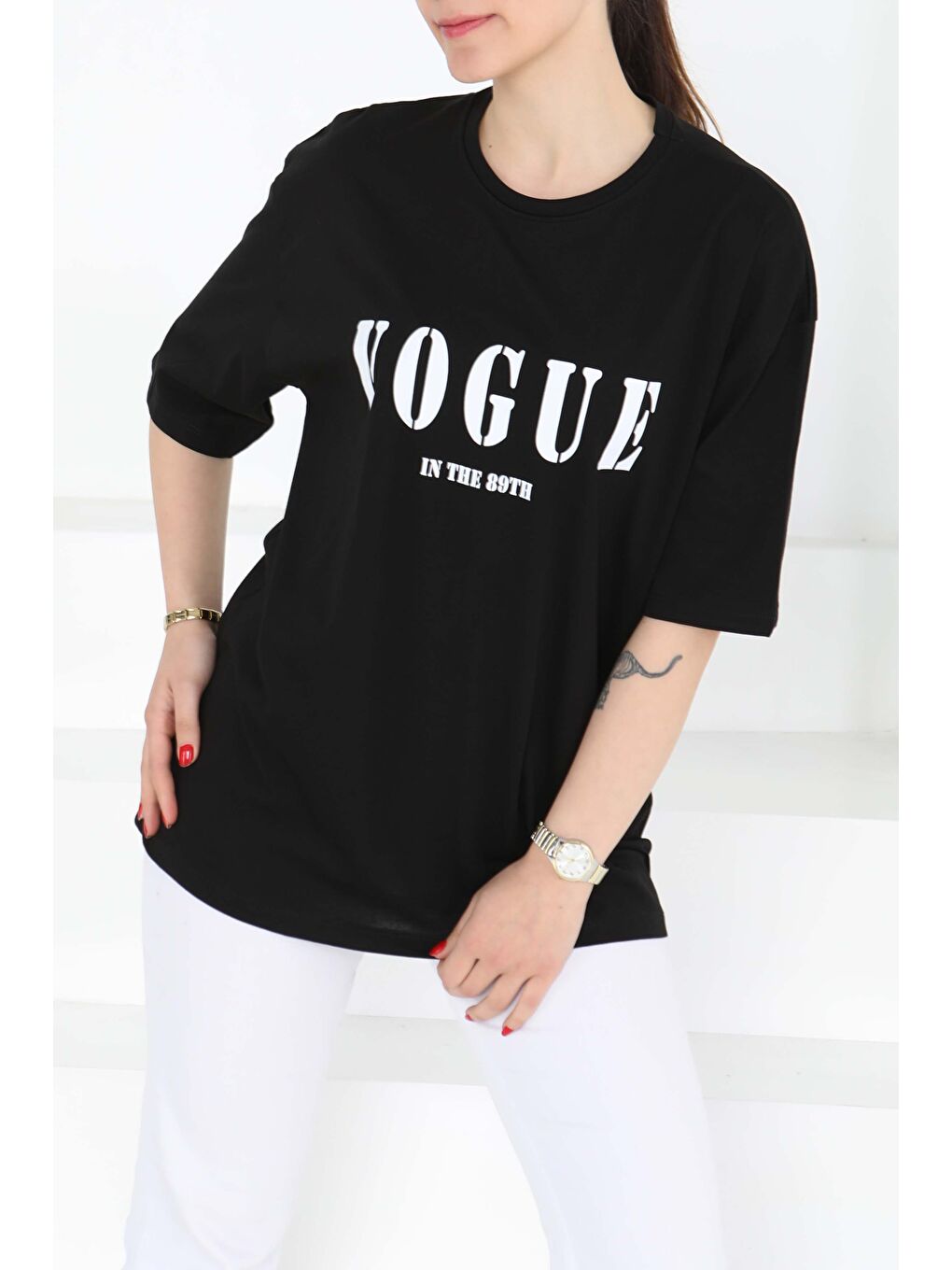 Baskılı Kısa Kollu T-Şhirt Siyah - 27126