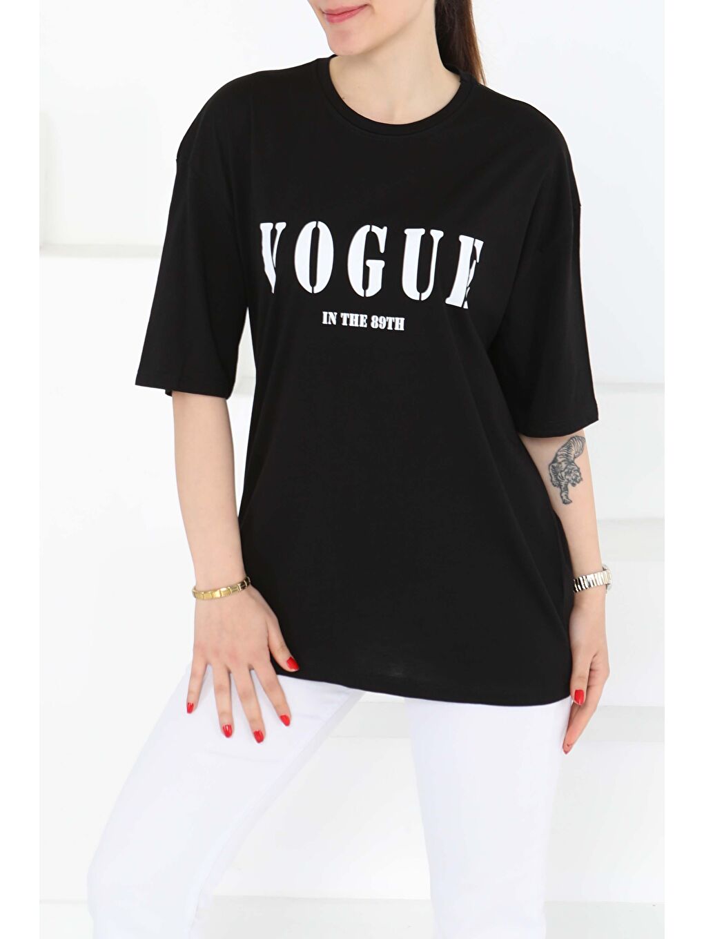 Baskılı Kısa Kollu T-Şhirt Siyah - 27126-1