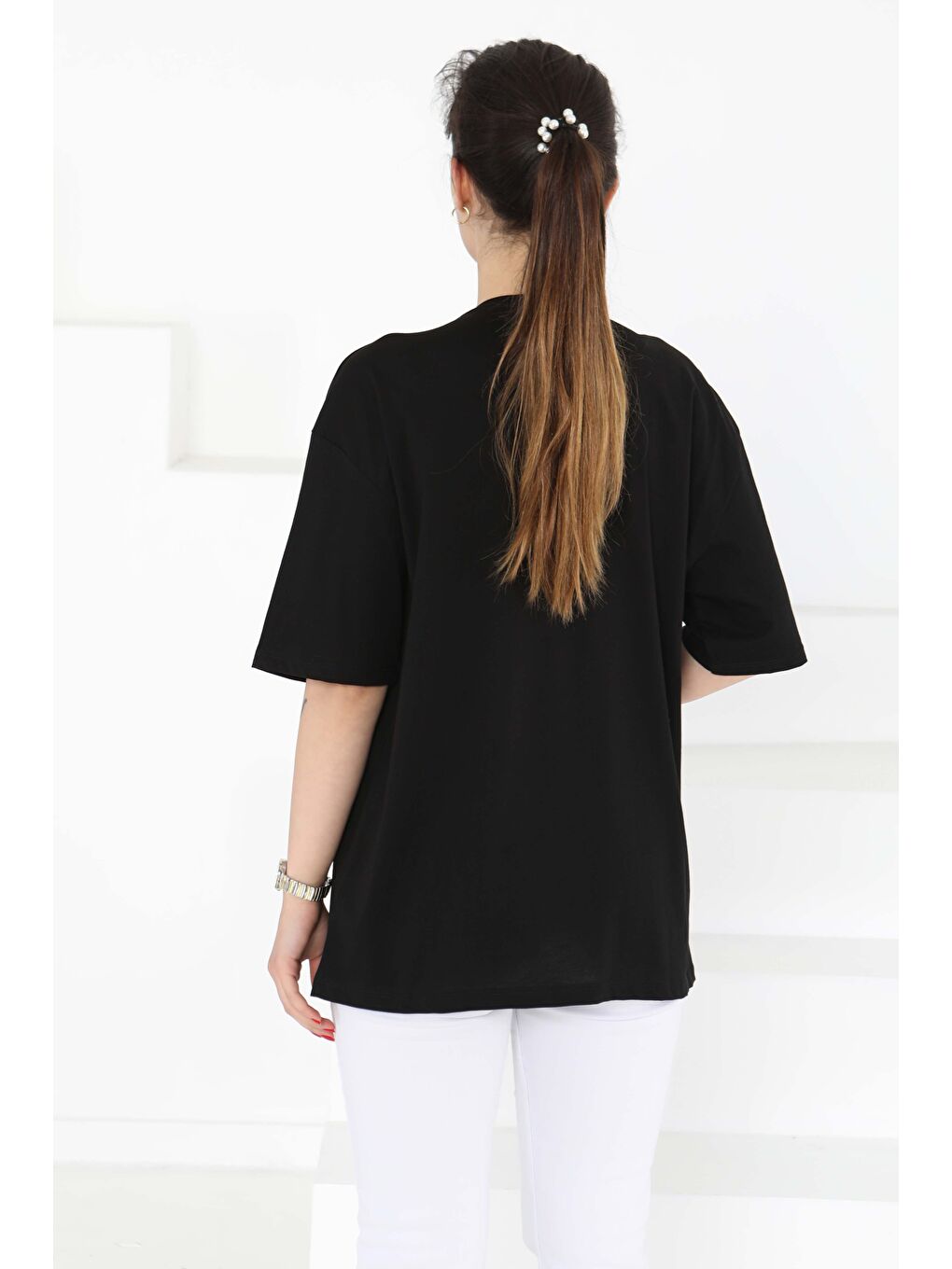 Baskılı Kısa Kollu T-Şhirt Siyah - 27126-5