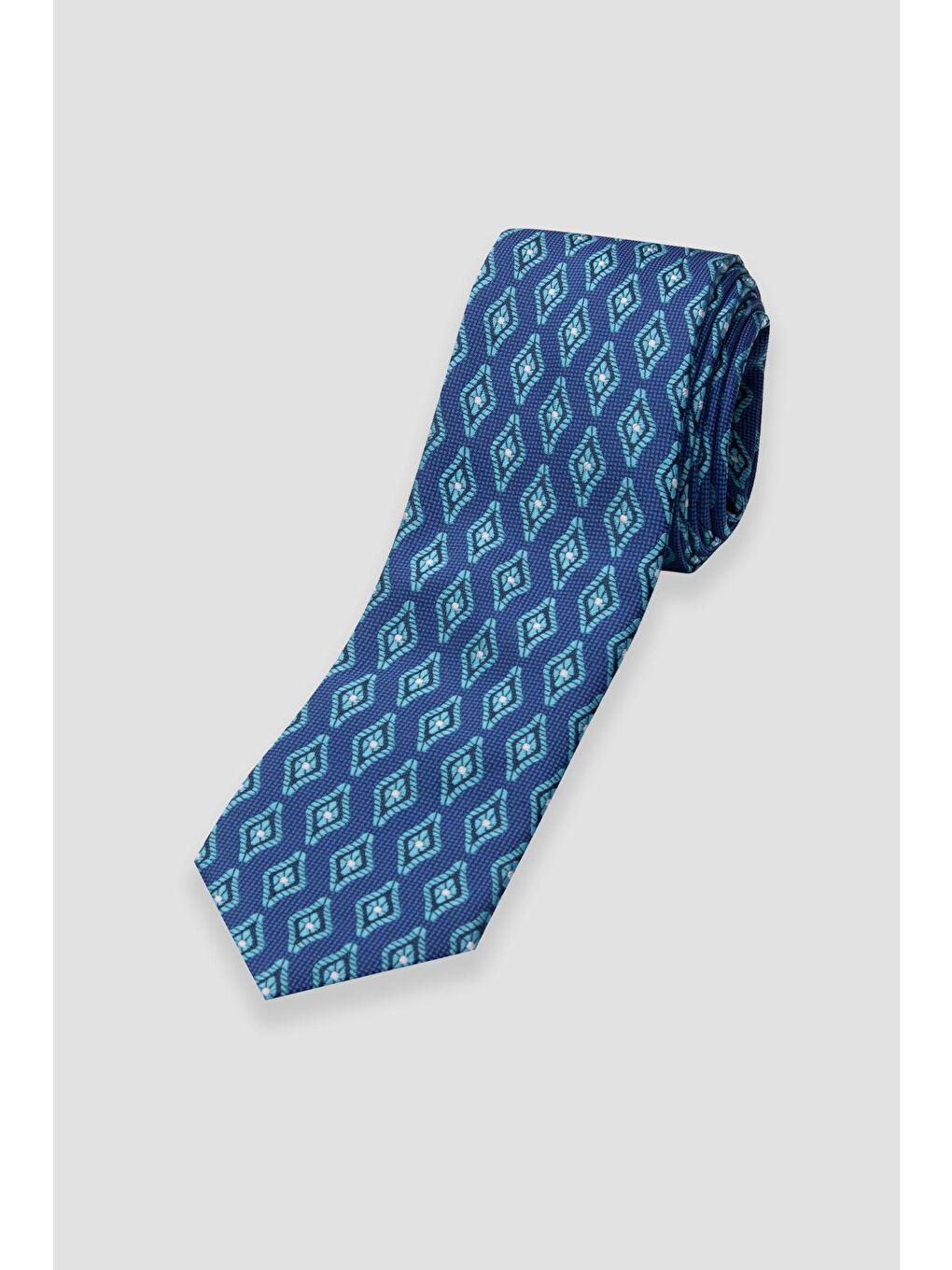 Yeşil Kravat 8 Cm Mikrofiber Polyester Mavi Erkek Desenli Kravat