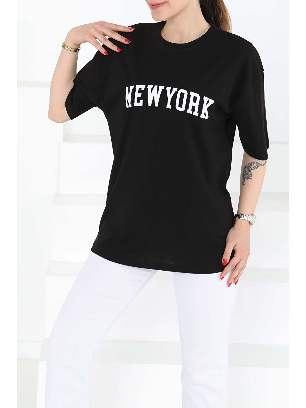 NEW YORK Baskılı Kısa Kollu T-Şhirt Siyah - 27125-2