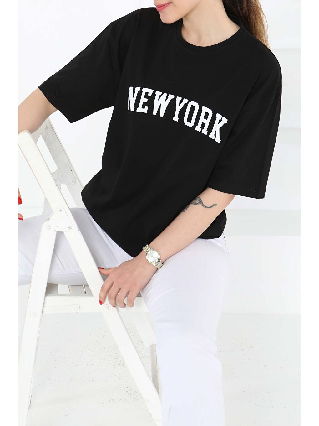 NEW YORK Baskılı Kısa Kollu T-Şhirt Siyah - 27125-3