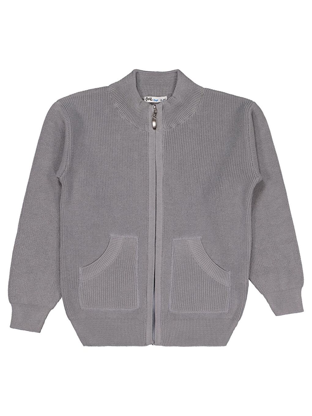 Boys Fermuarlı Cepli 6-9 Yaş Hırka - Gri 7-8 Yaş