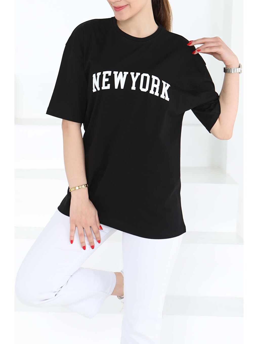 NEW YORK Baskılı Kısa Kollu T-Şhirt Siyah - 27125-4